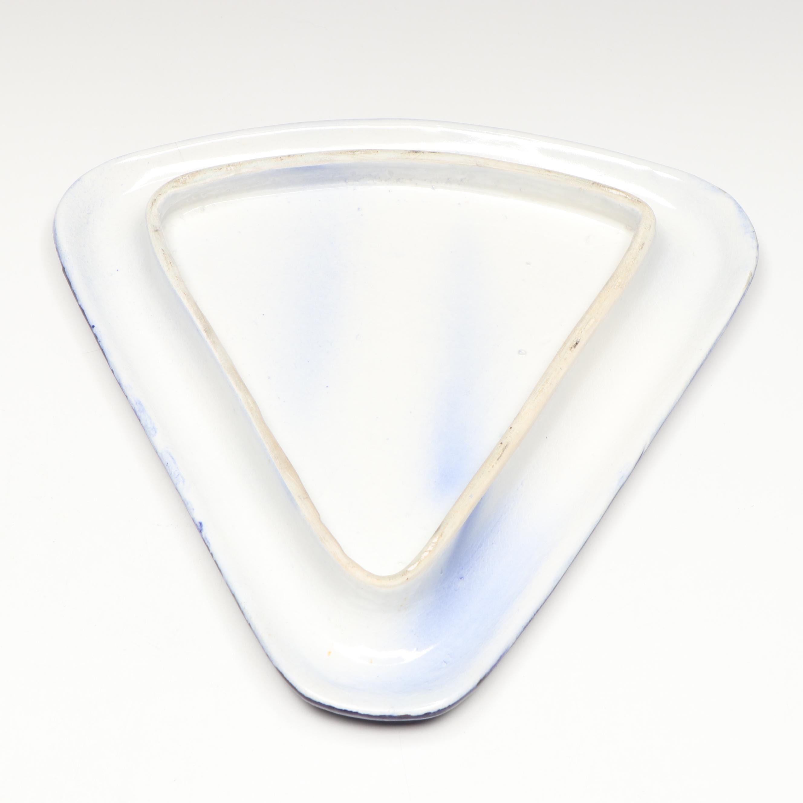 English Antique Flow Blue Floral Stoneware Cheese Keeper