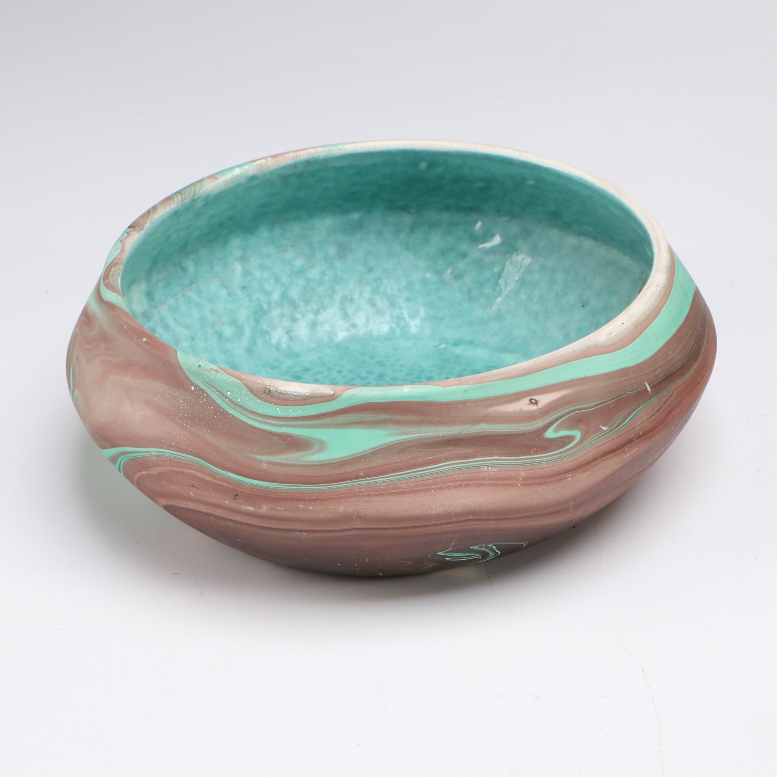 Montana and Other Marbled Ceramic Planters, Vases, and Flower Frog