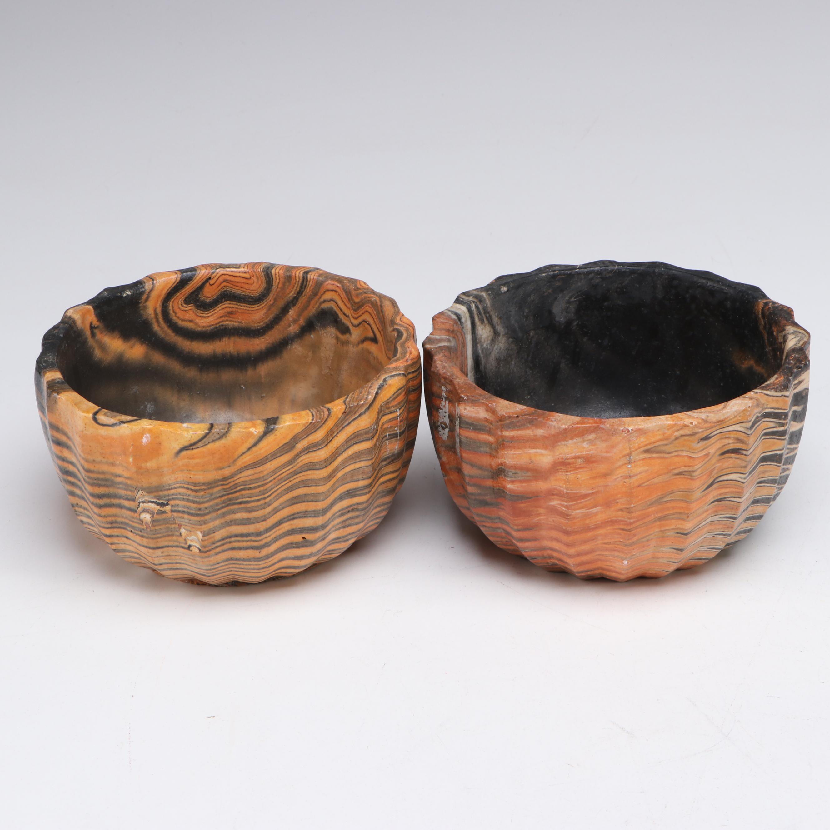 Montana and Other Marbled Ceramic Planters, Vases, and Flower Frog