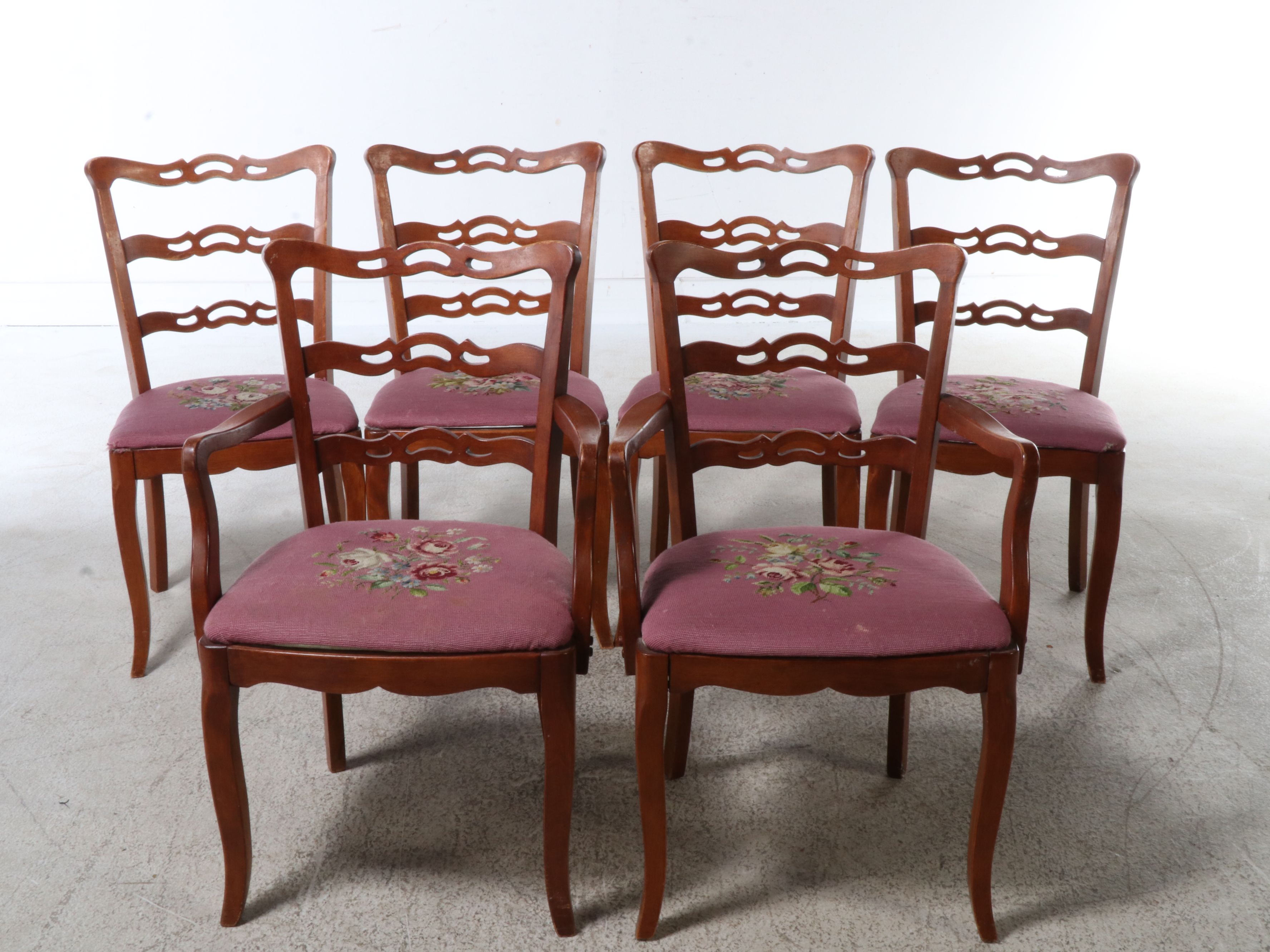 Seven-Piece Mahogany Dining Set with Hepplewhite Style Ribbon-Back Chairs