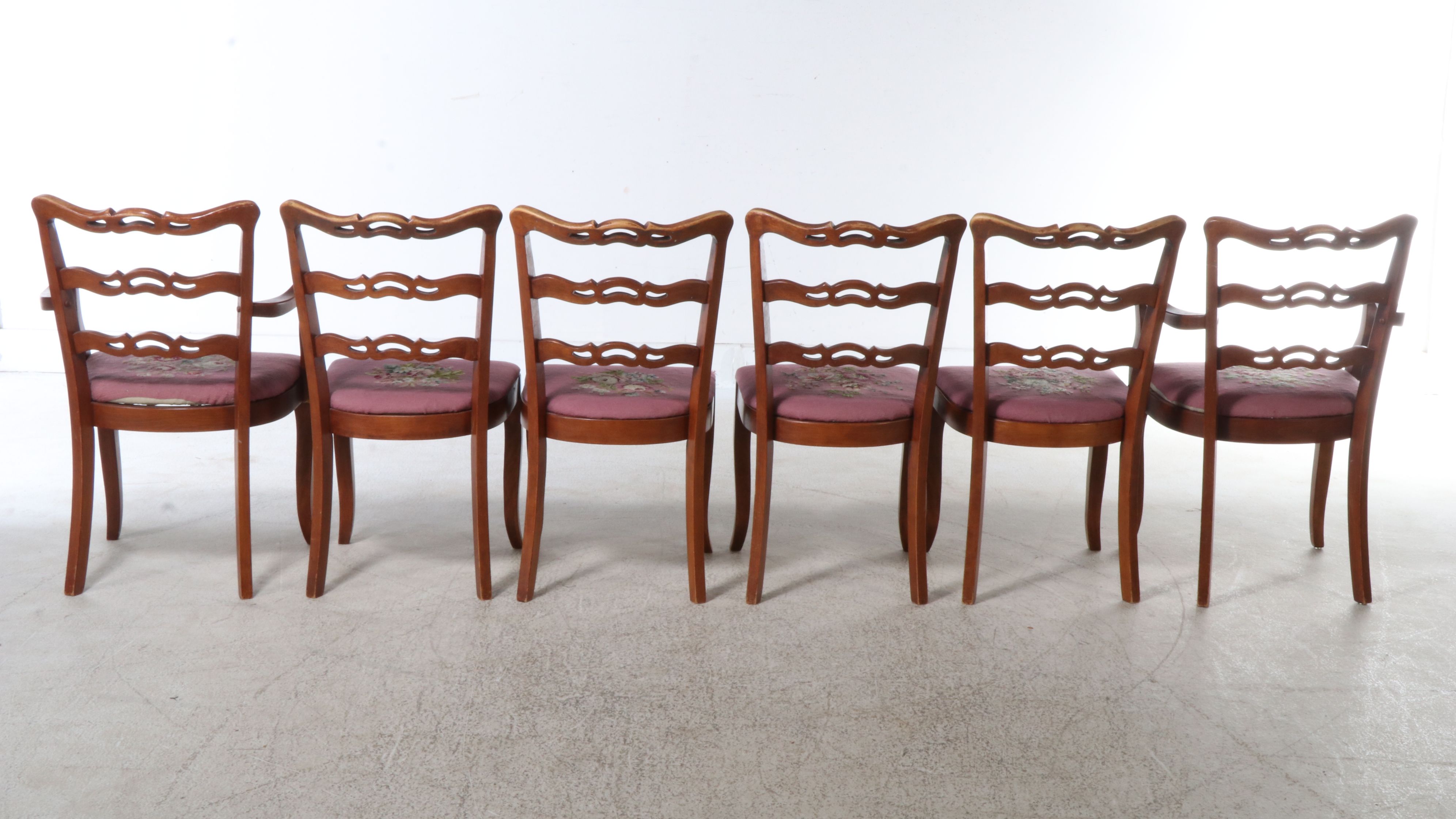 Seven-Piece Mahogany Dining Set with Hepplewhite Style Ribbon-Back Chairs