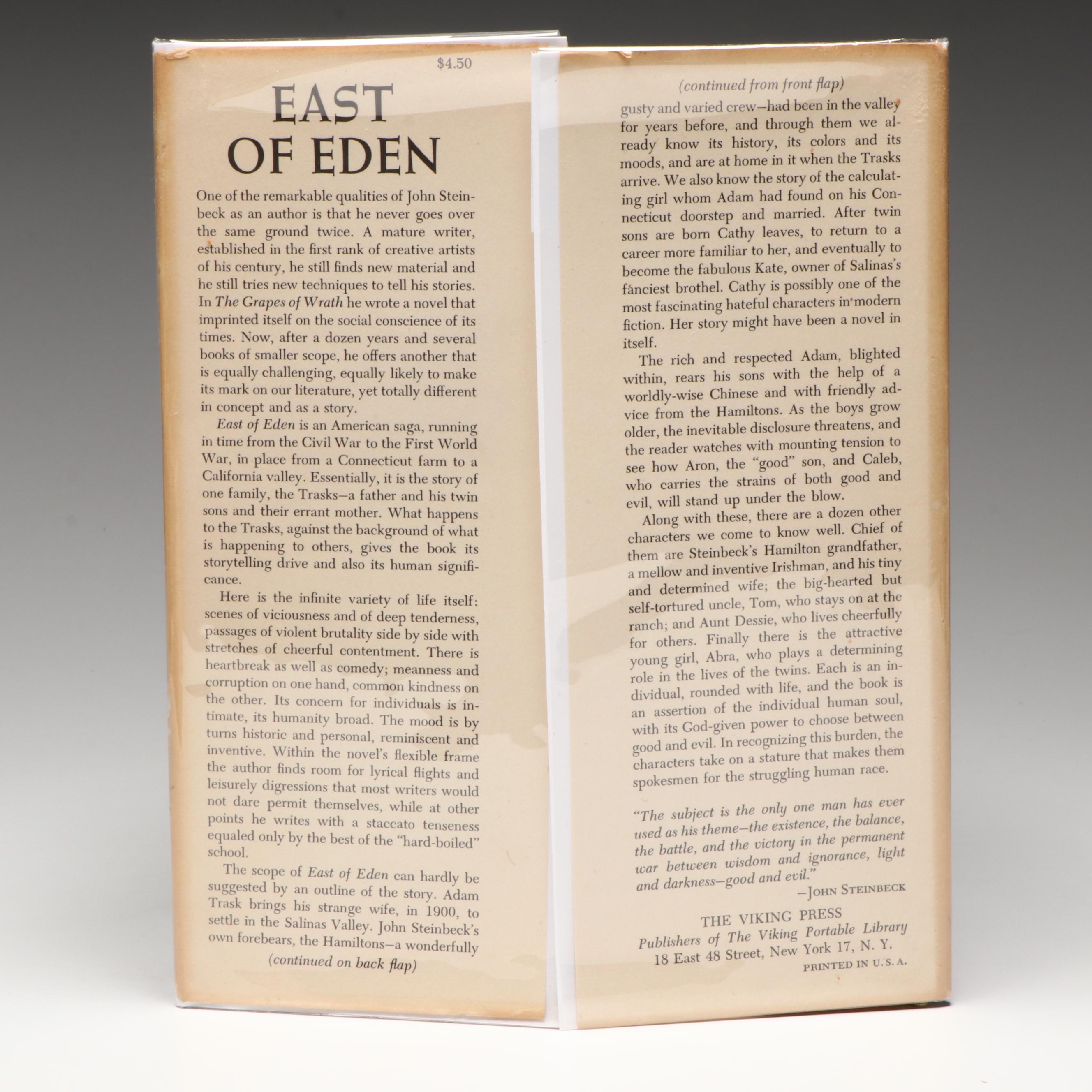 First Trade Edition, First State "East of Eden" by John Steinbeck, 1952