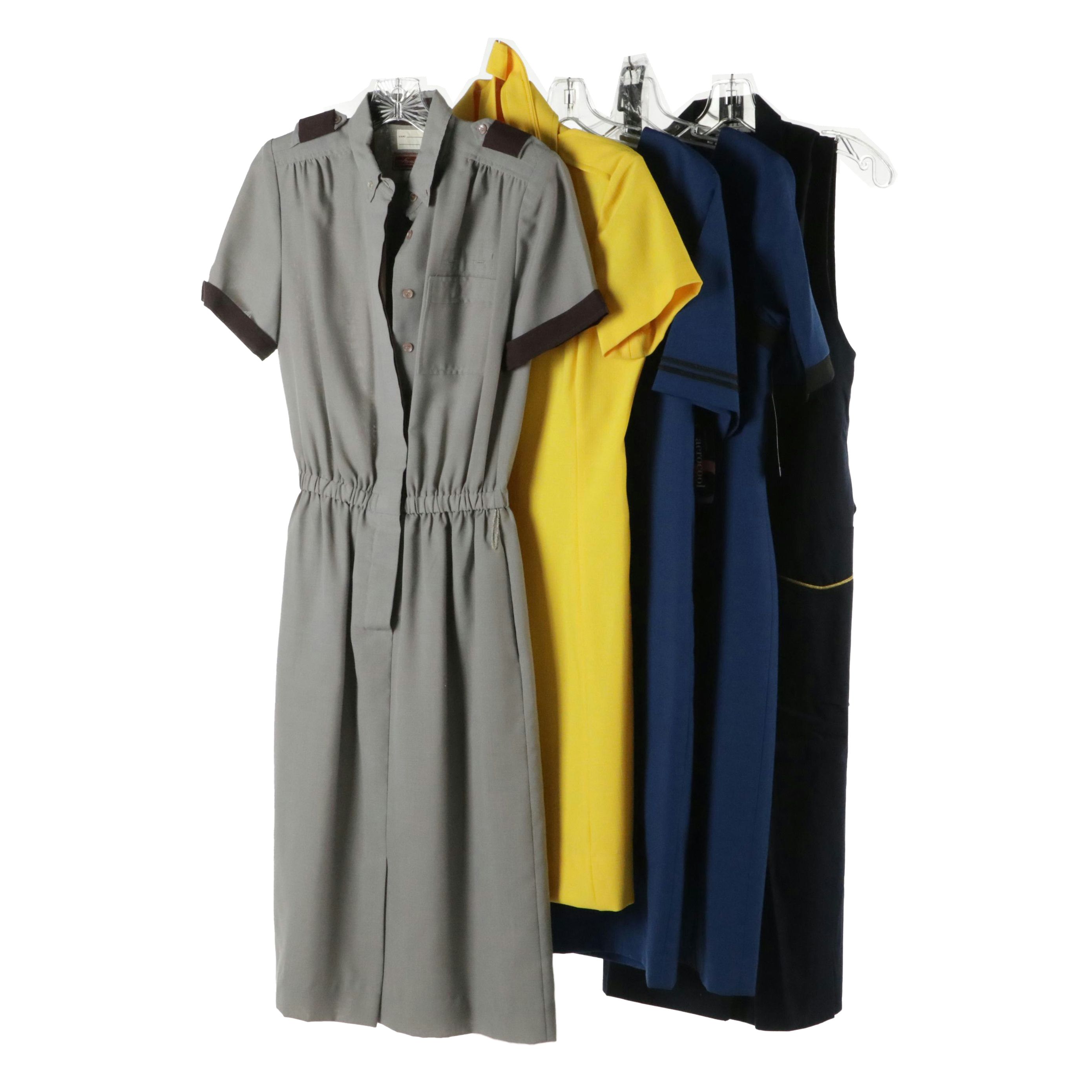 Vintage Stewardess Uniform Dresses Including Continental Airlines