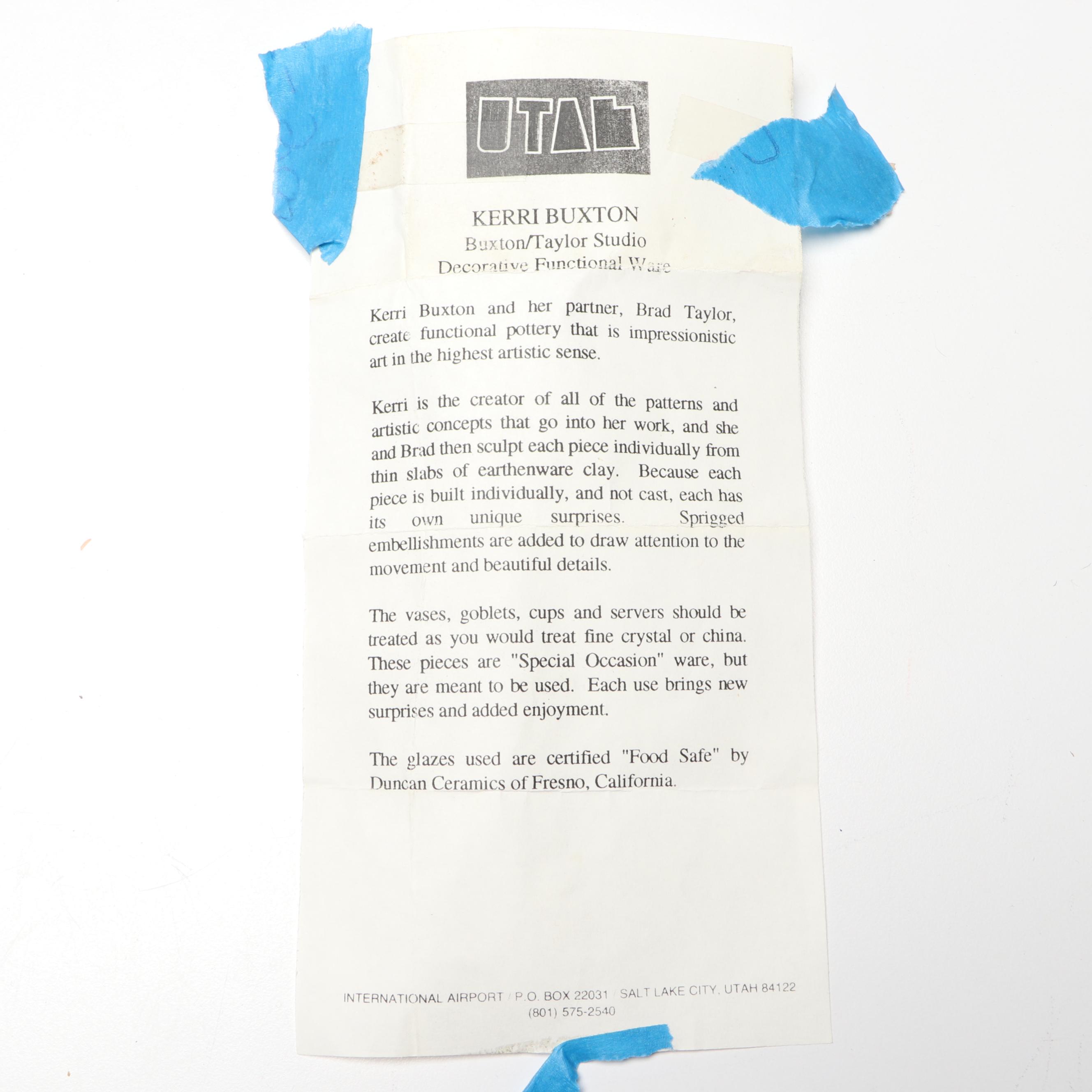 Kerri Buxton "Special Occasion Ware" Decorative Earthenware Vase, 1995