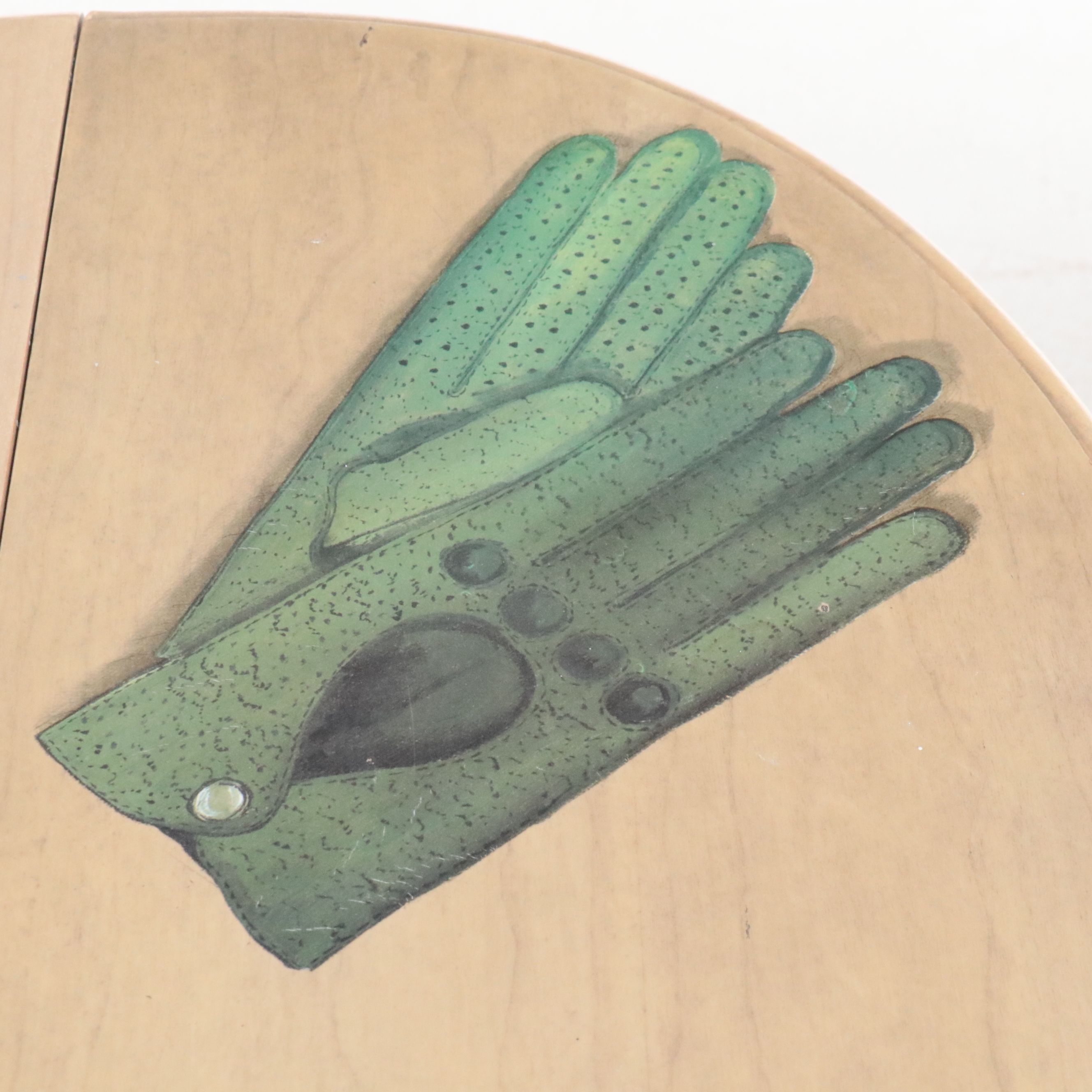 Pair of Bombay Co. Paint-Decorated Demilune Hall Tables