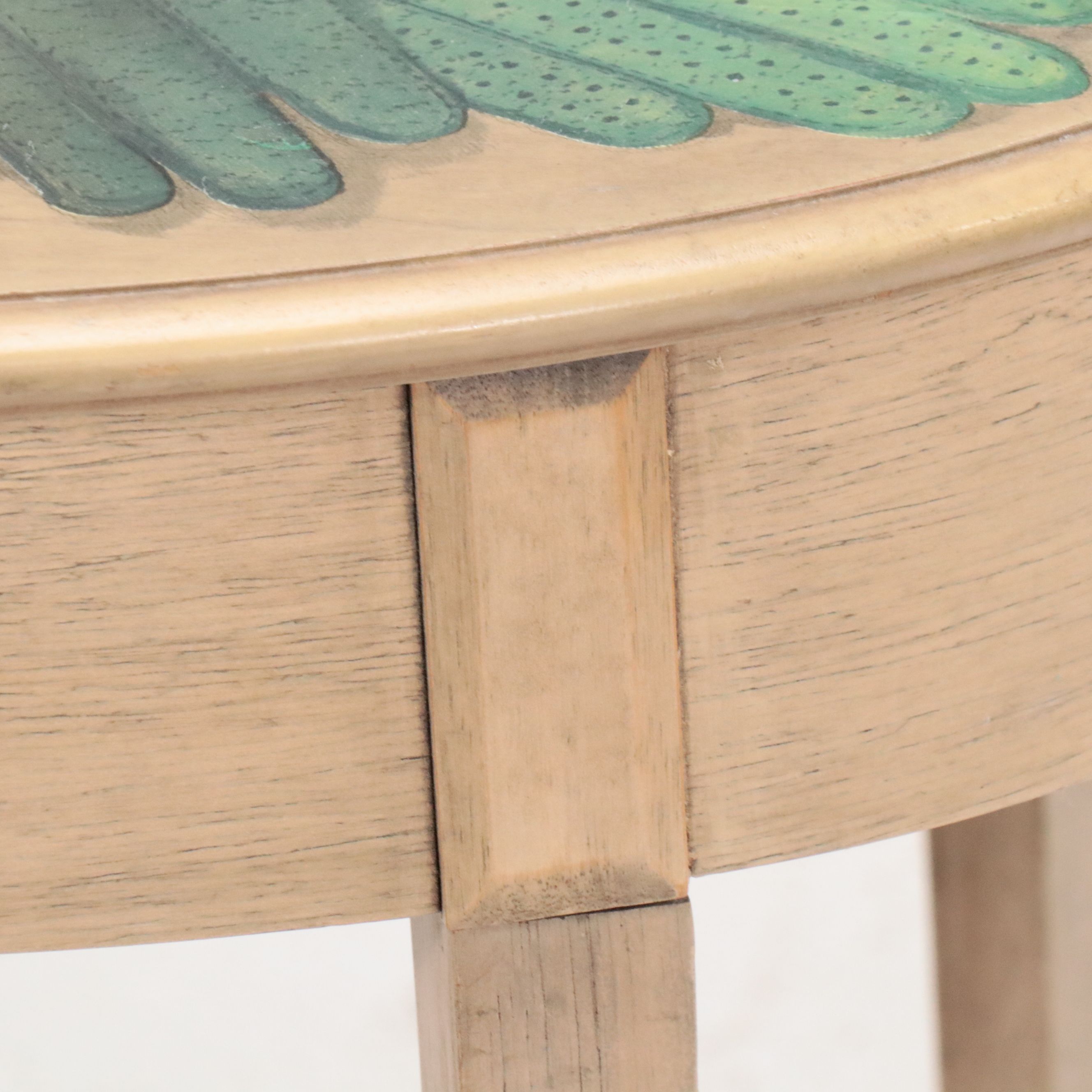 Pair of Bombay Co. Paint-Decorated Demilune Hall Tables