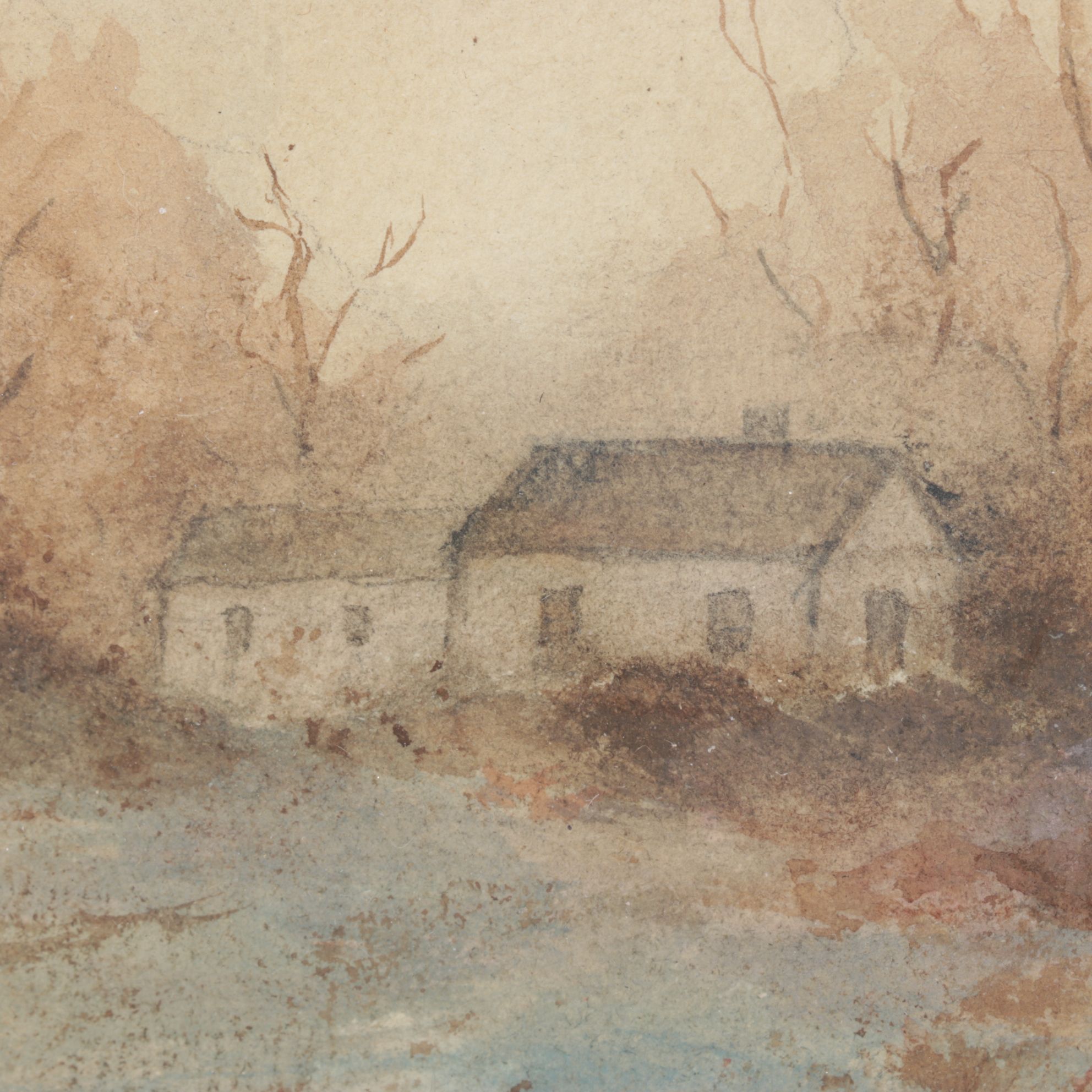 B. Warren Impressionist Watercolor Landscape Painting of a Riverbend in Autumn