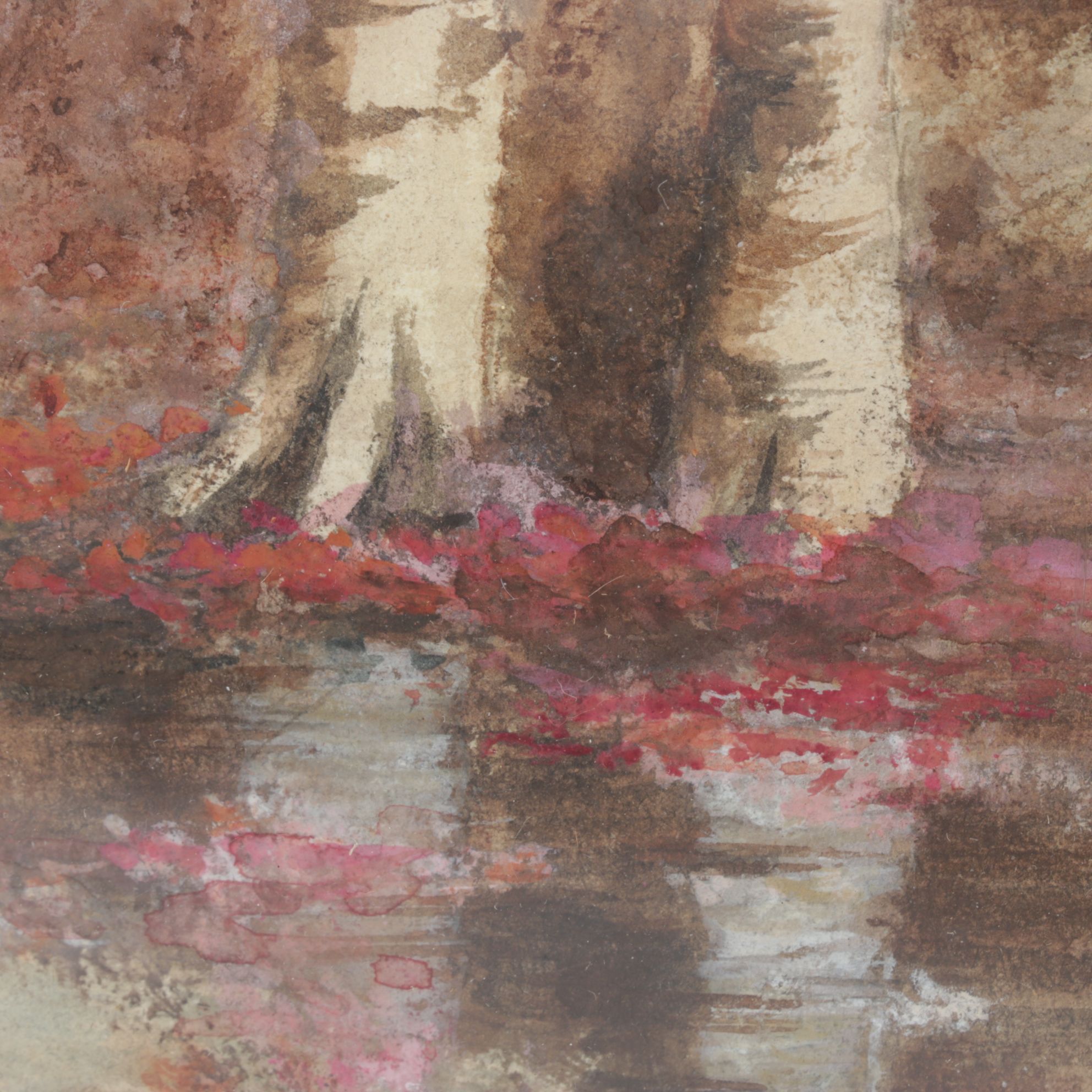 B. Warren Impressionist Watercolor Landscape Painting of a Riverbend in Autumn