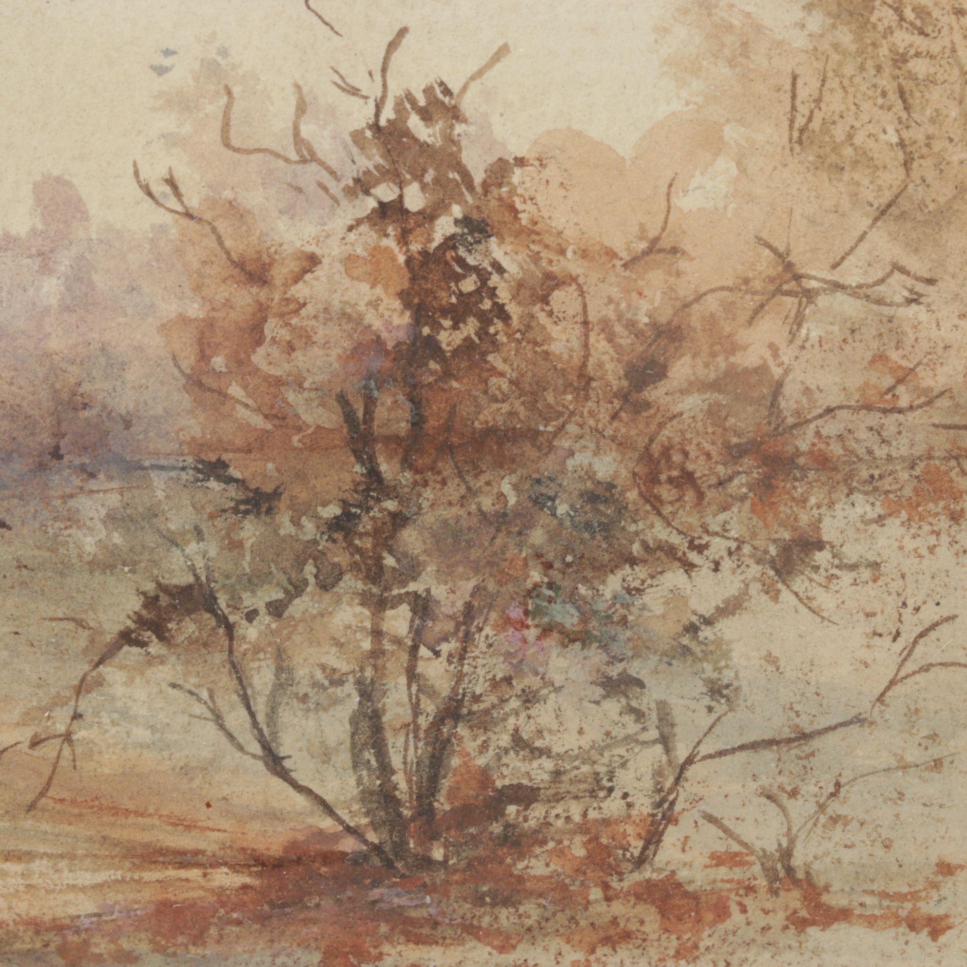 B. Warren Impressionist Watercolor Landscape Painting of a Riverbend in Autumn