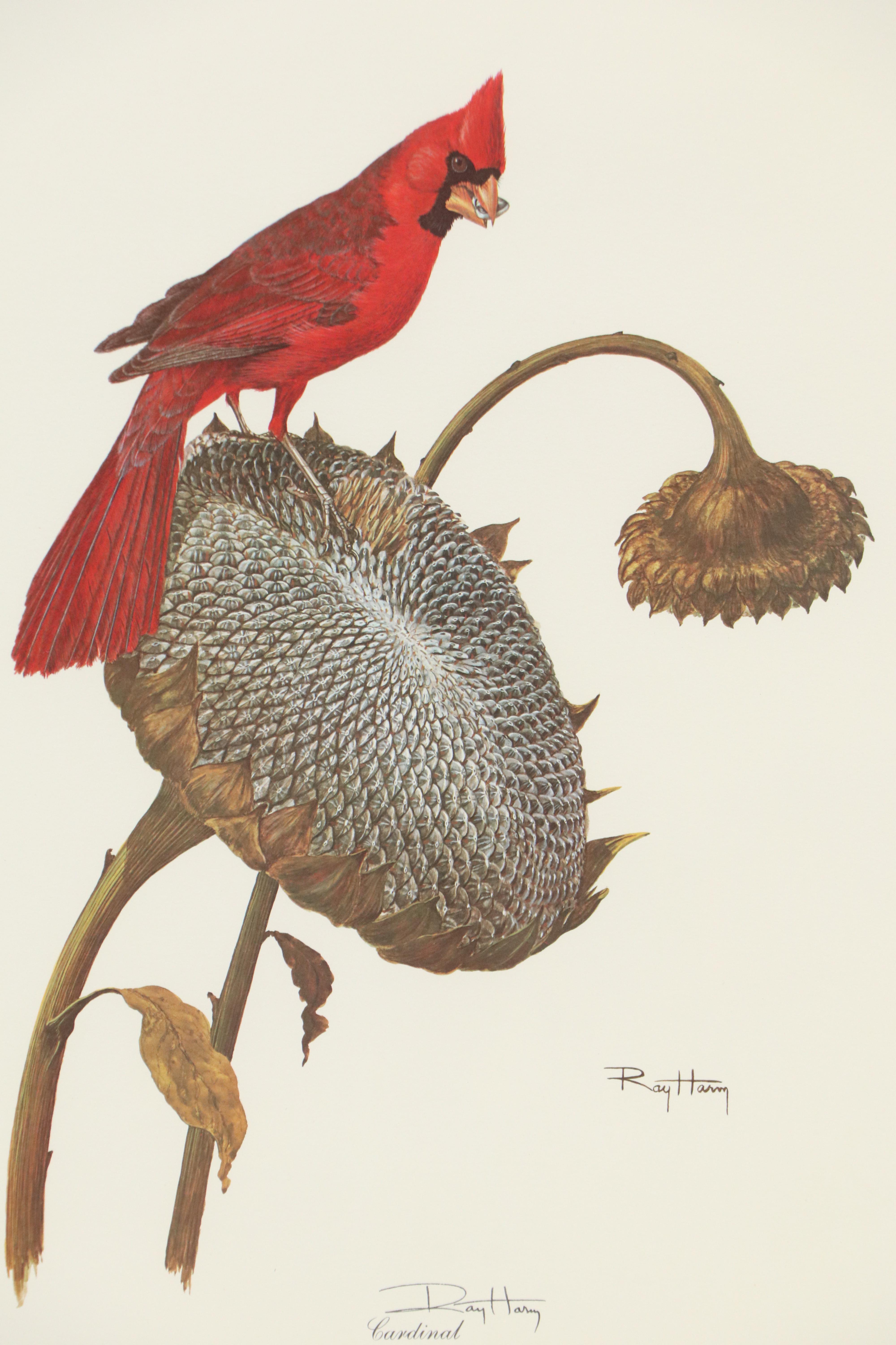 Ray Harm Offset Lithographs "Cardinal" and "Summer Tanager," Mid to Late 20th C.