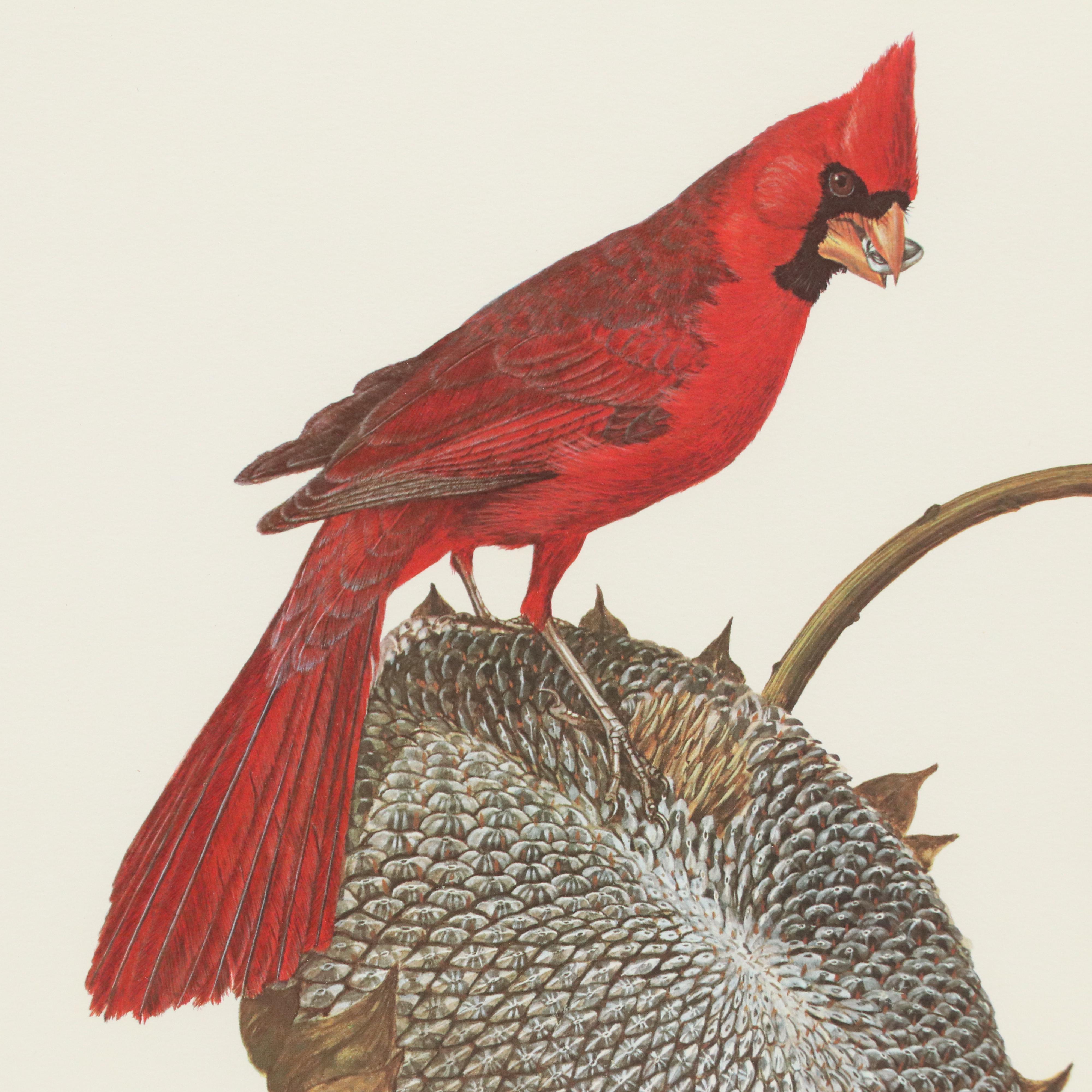 Ray Harm Offset Lithographs "Cardinal" and "Summer Tanager," Mid to Late 20th C.