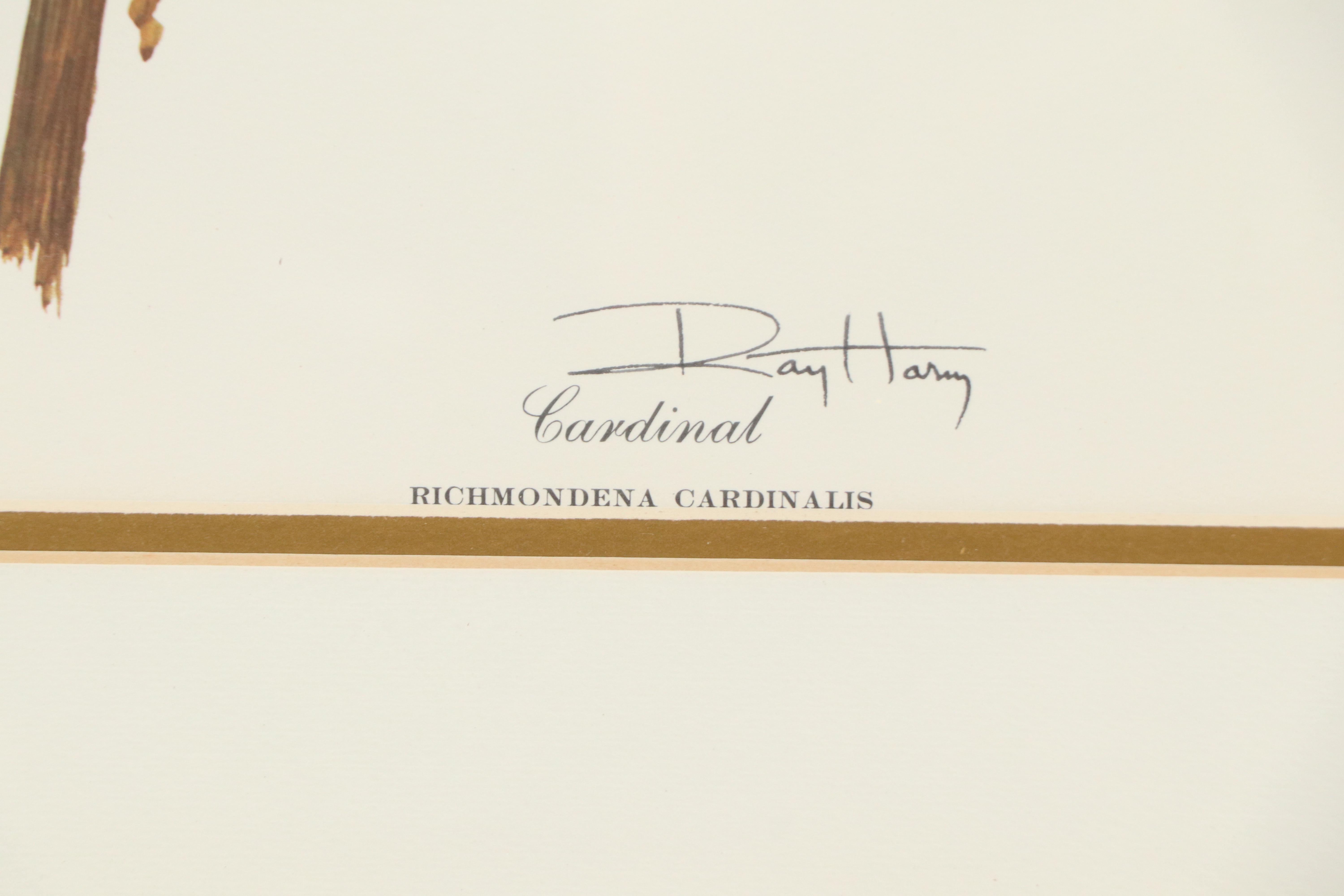 Ray Harm Offset Lithographs "Cardinal" and "Summer Tanager," Mid to Late 20th C.