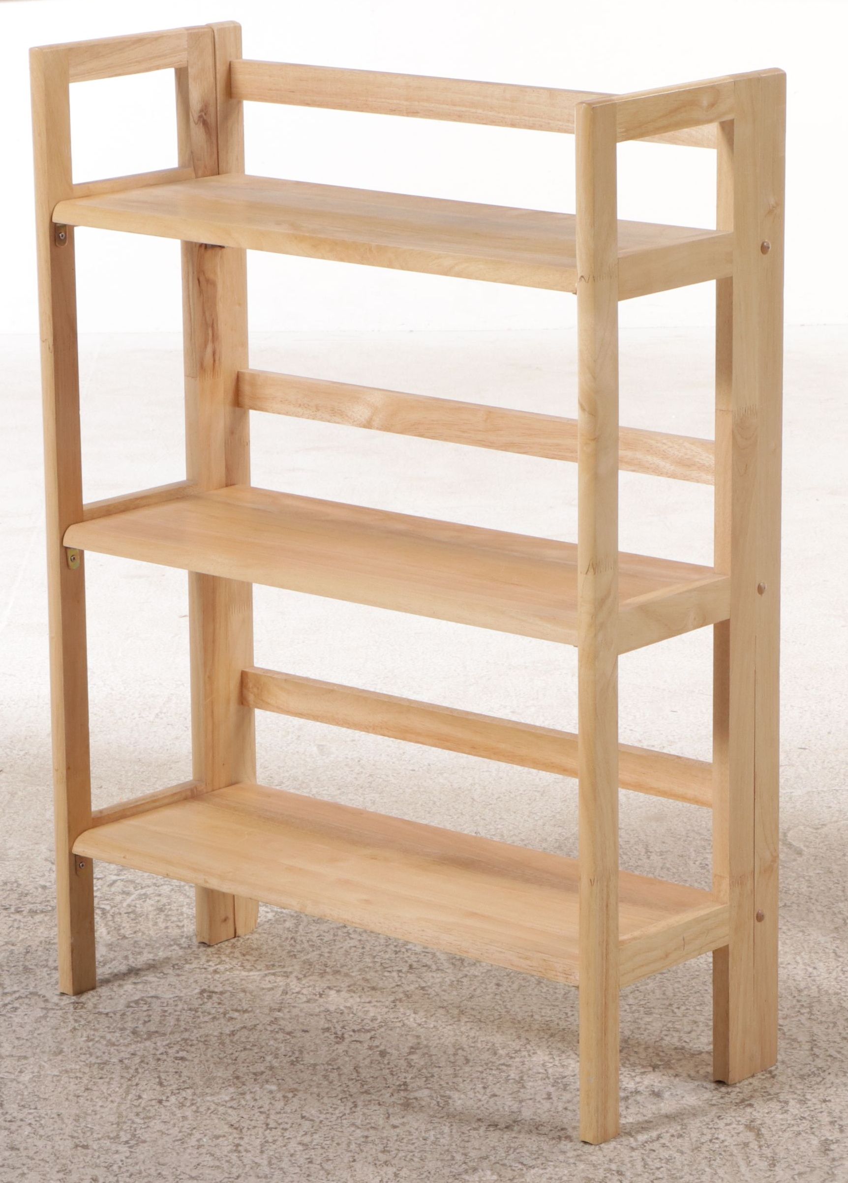 Contemporary Three-Tier Pine Folding Bookcase