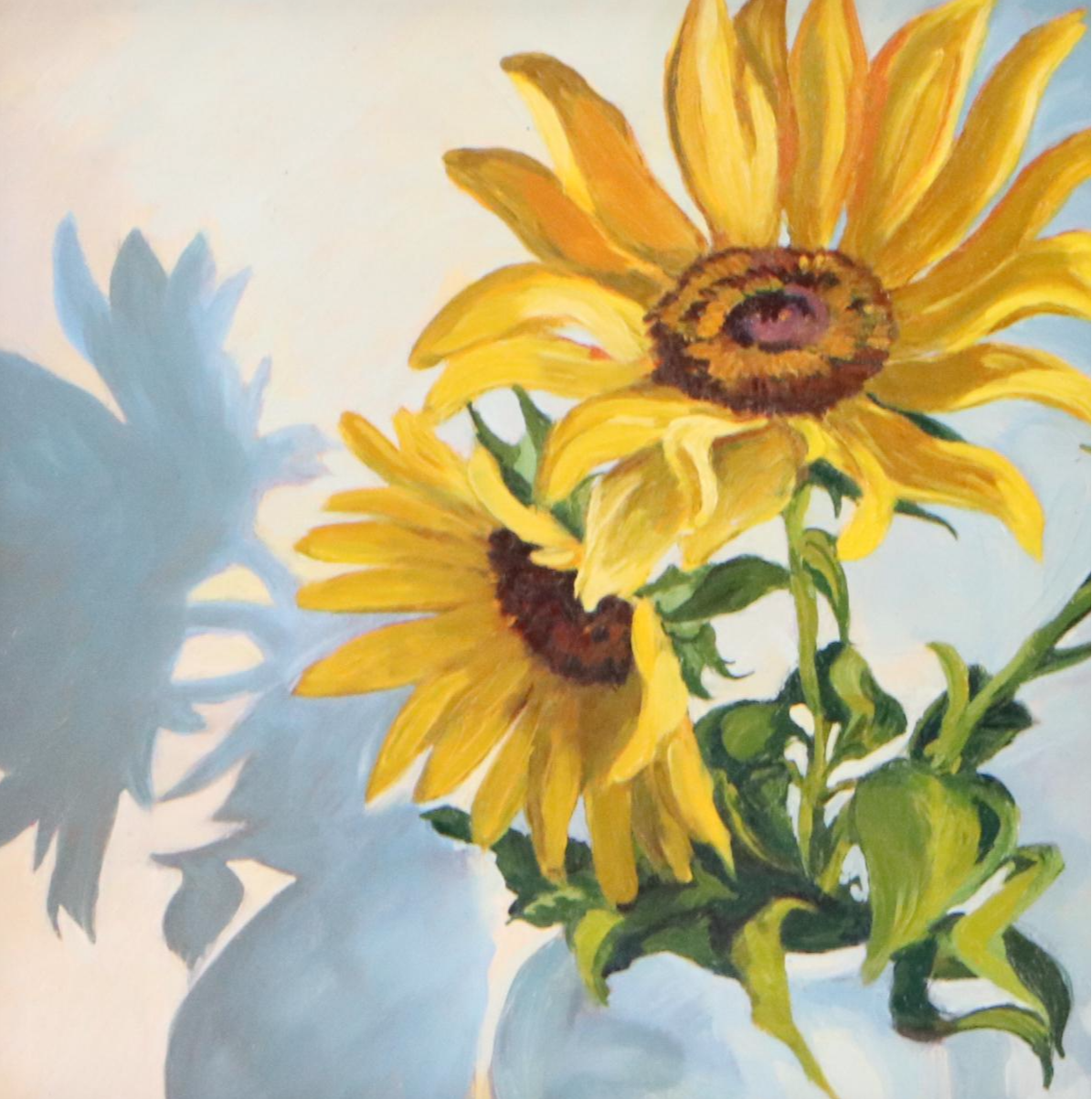 Yeliena Myk Floral Still Life Oil Painting of Sunflowers, Circa 2025