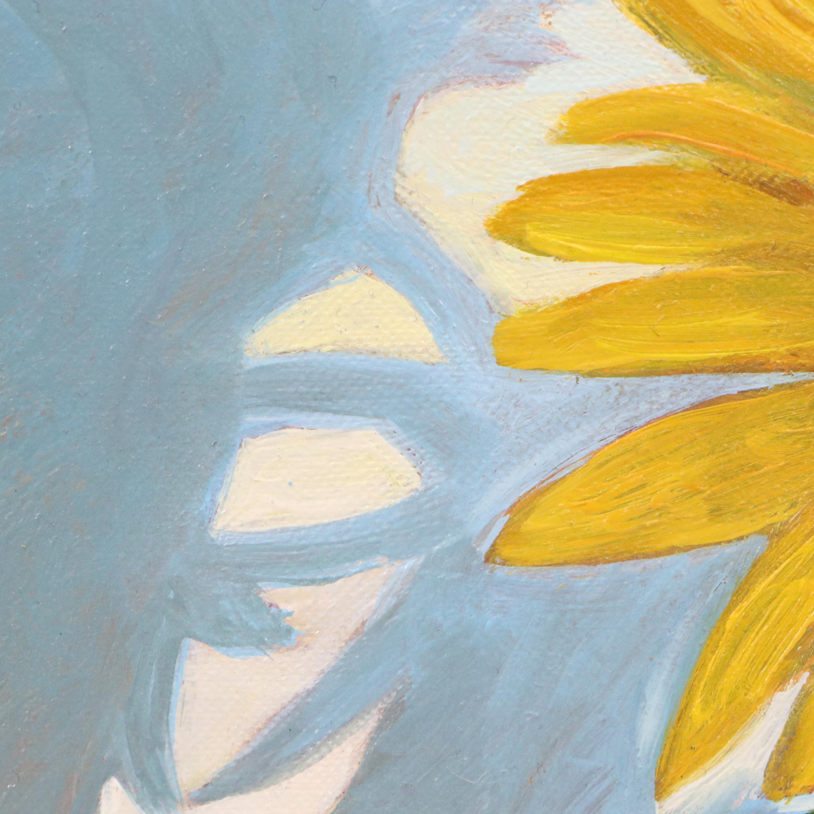 Yeliena Myk Floral Still Life Oil Painting of Sunflowers, Circa 2025