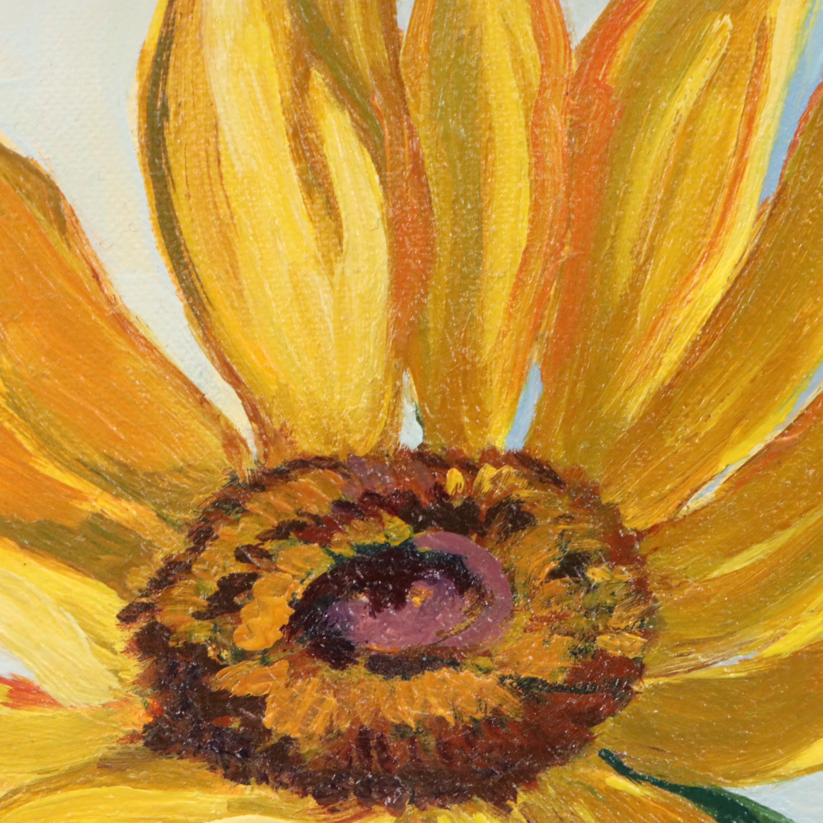 Yeliena Myk Floral Still Life Oil Painting of Sunflowers, Circa 2025