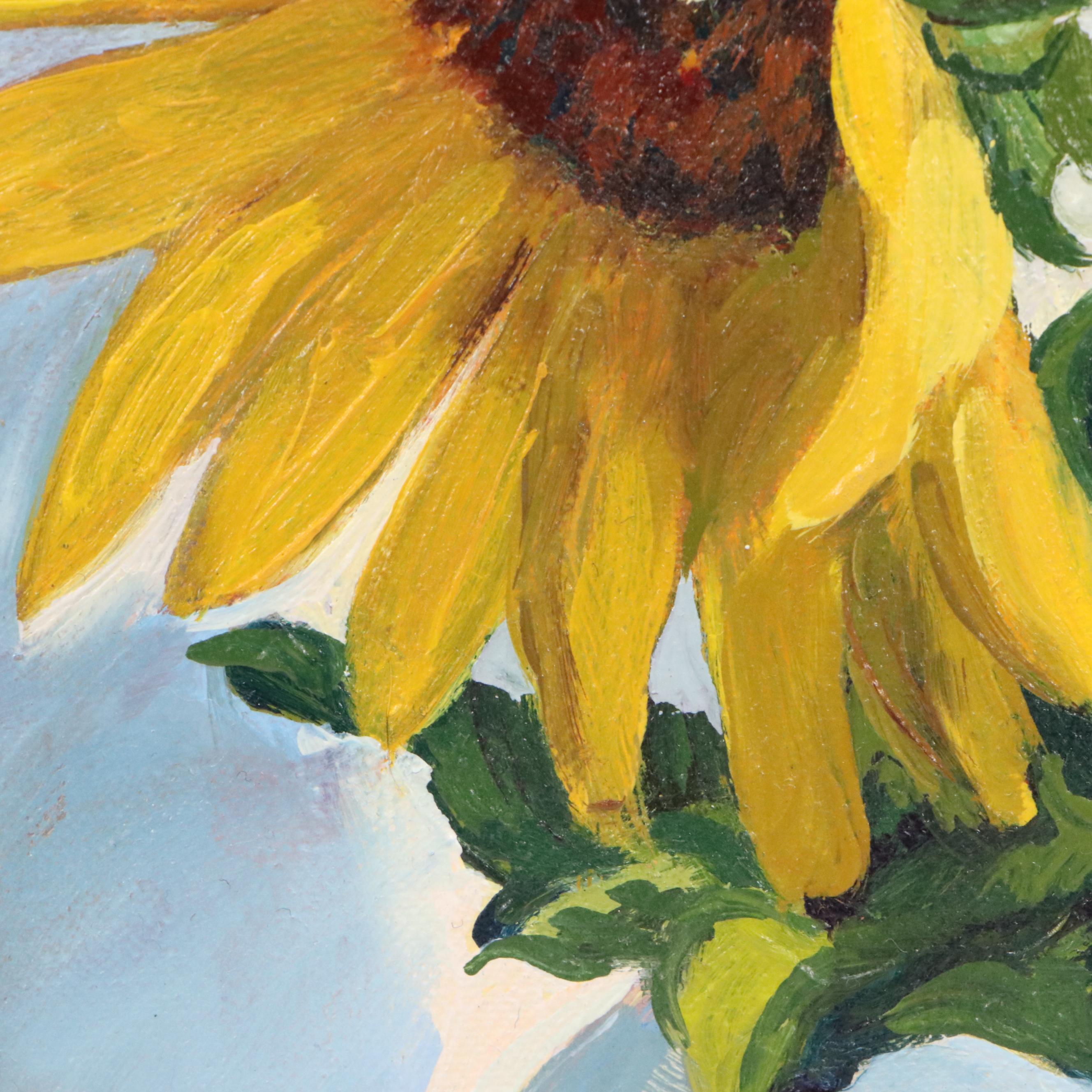 Yeliena Myk Floral Still Life Oil Painting of Sunflowers, Circa 2025