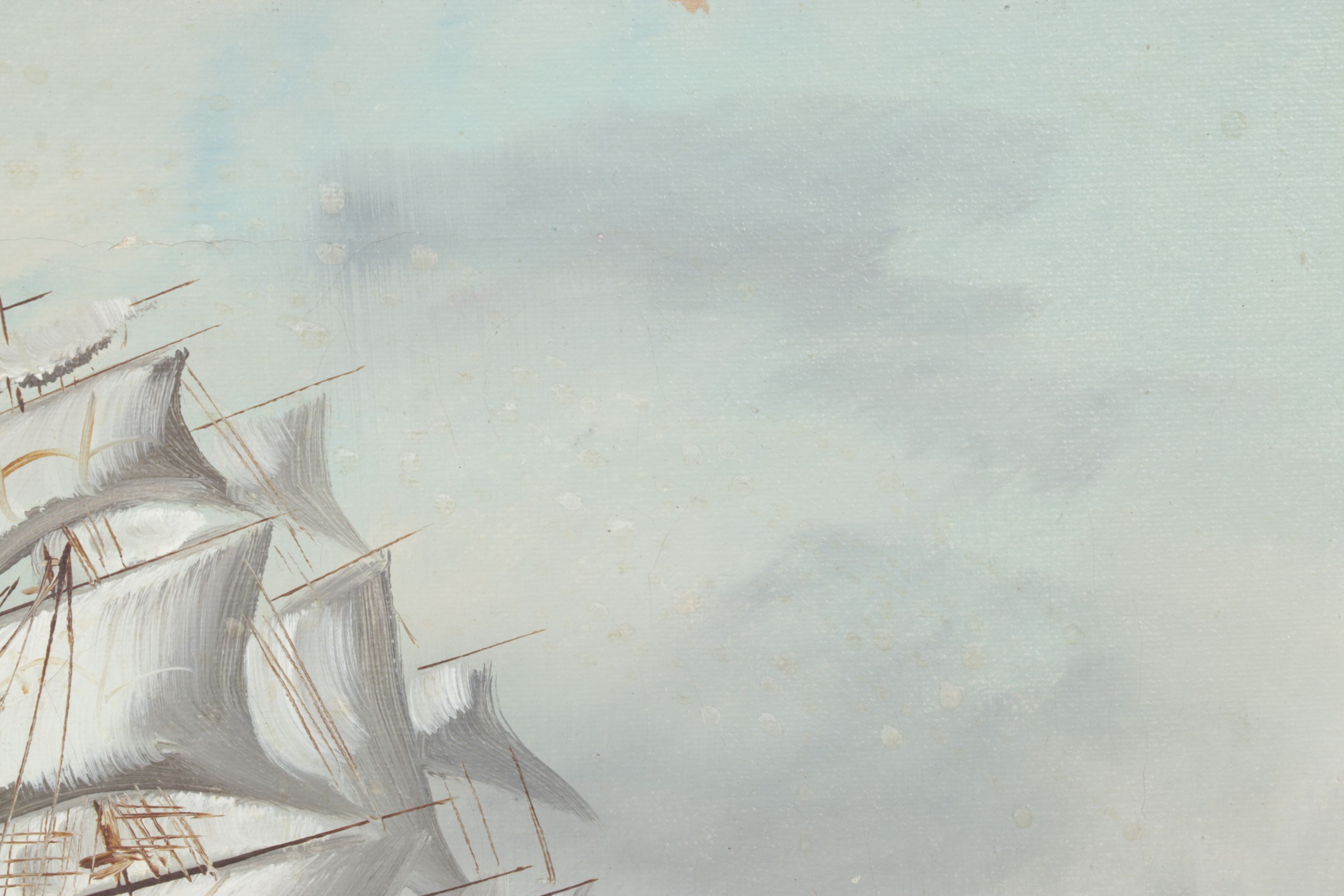 Maritime Oil Painting of Clipper Ship on Rough Seas