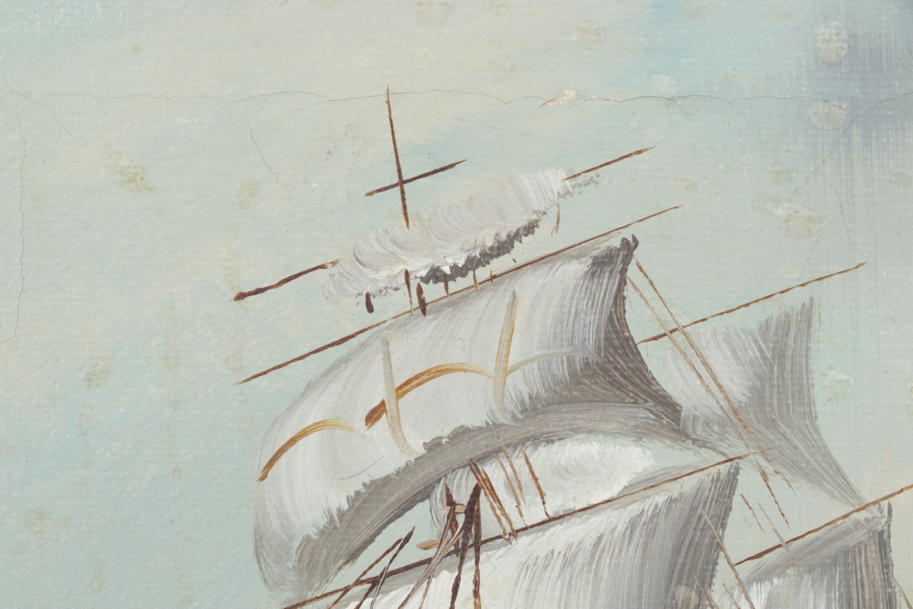 Maritime Oil Painting of Clipper Ship on Rough Seas