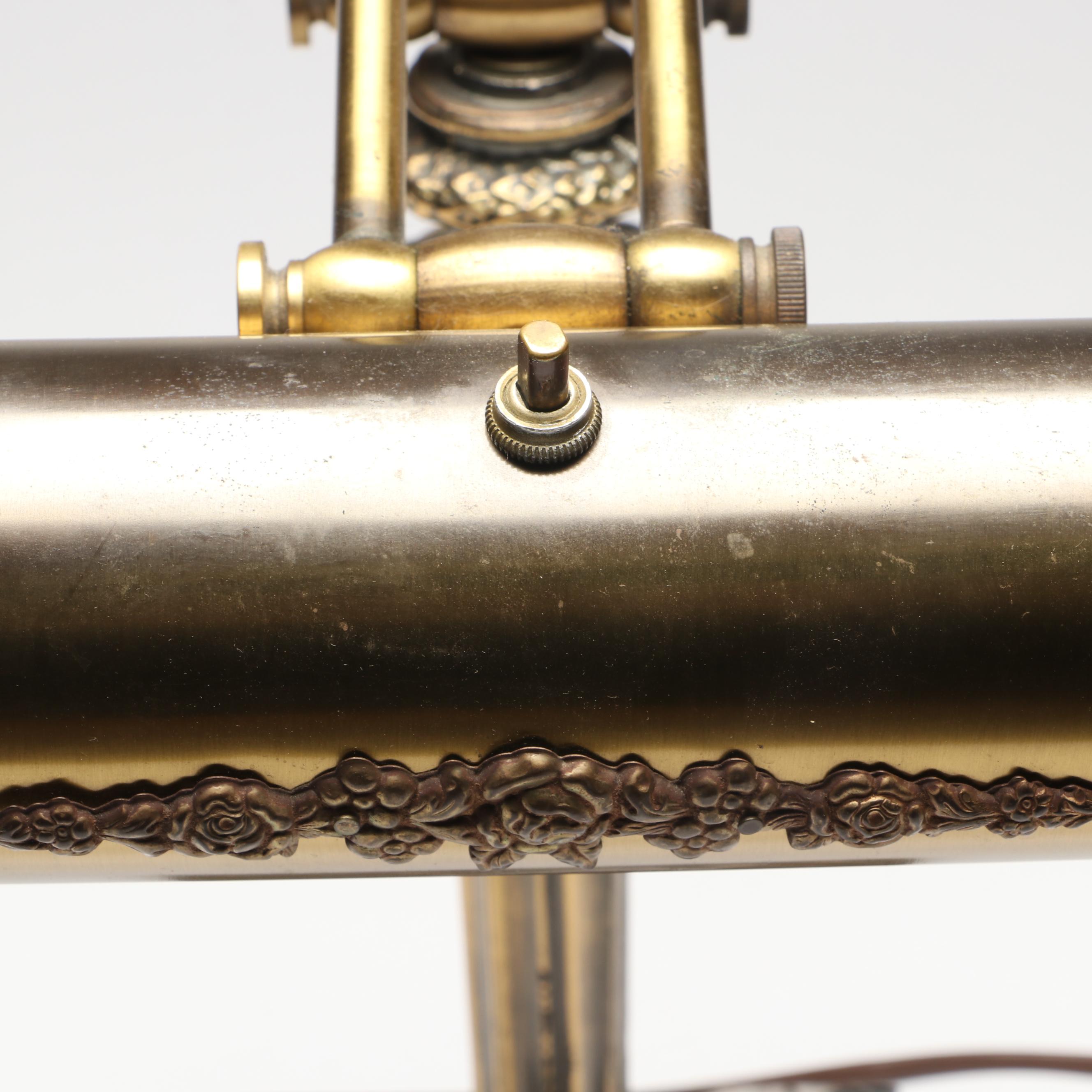 Italian Marble and Bronzed Metal Banker's Lamp, Mid to Late 20th Century