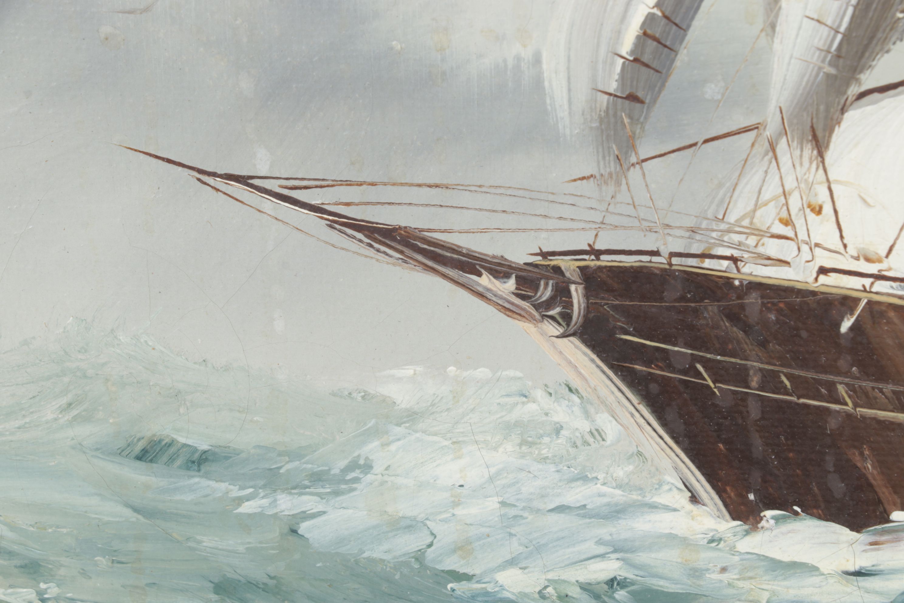 Maritime Oil Painting of Clipper Ship on Rough Seas