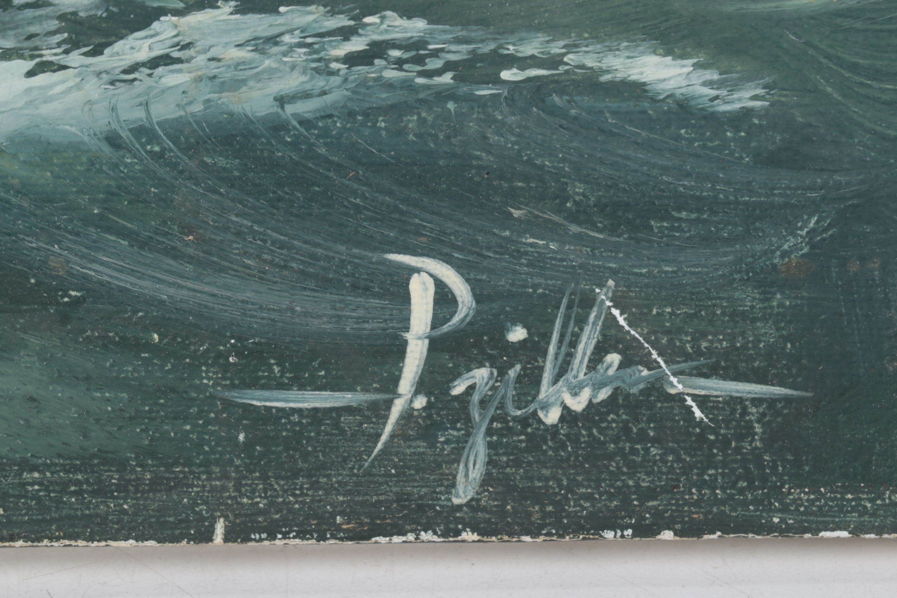 Maritime Oil Painting of Clipper Ship on Rough Seas