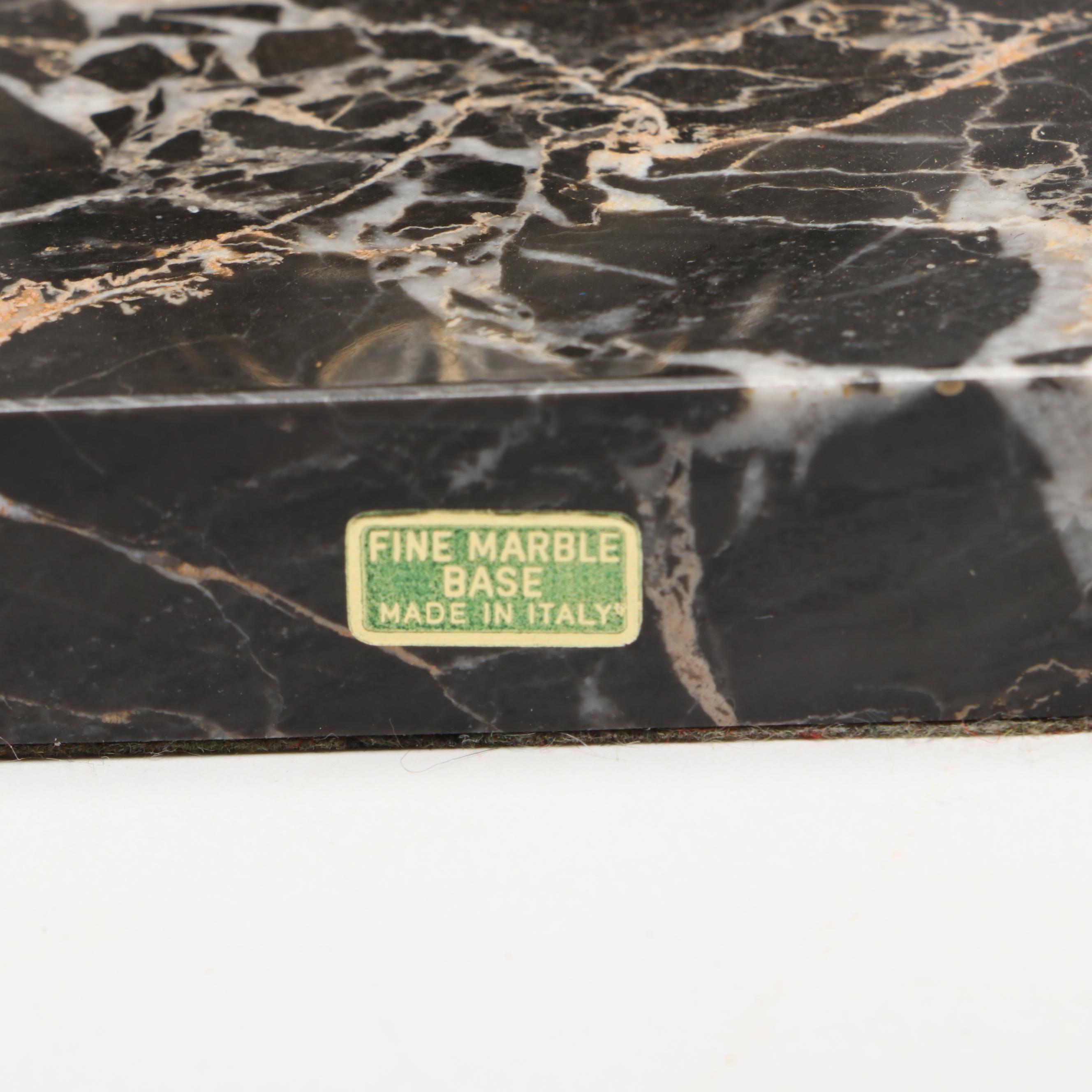 Italian Marble and Bronzed Metal Banker's Lamp, Mid to Late 20th Century