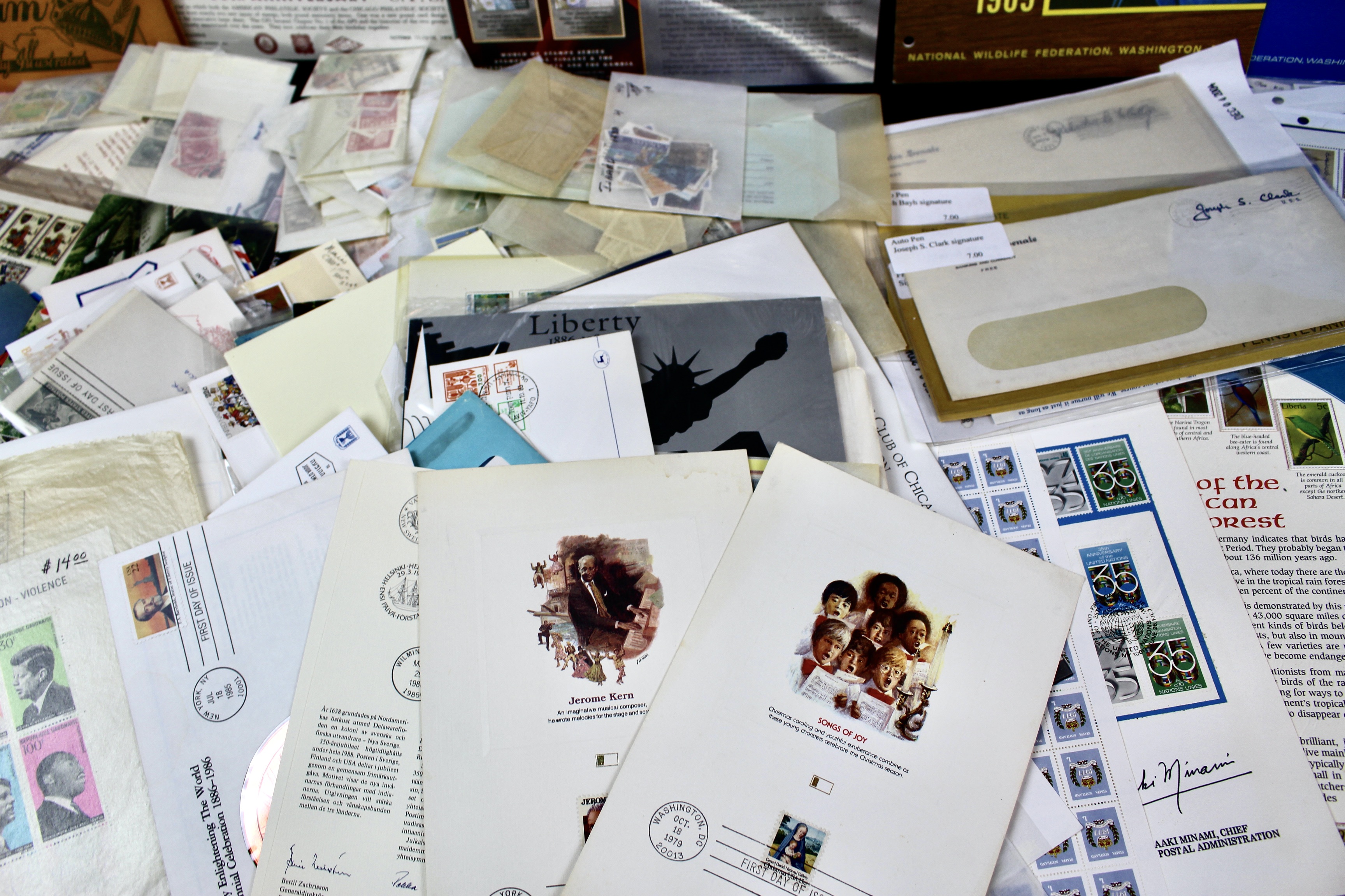14-Pound Box of Postage Stamps and Stamp Collections