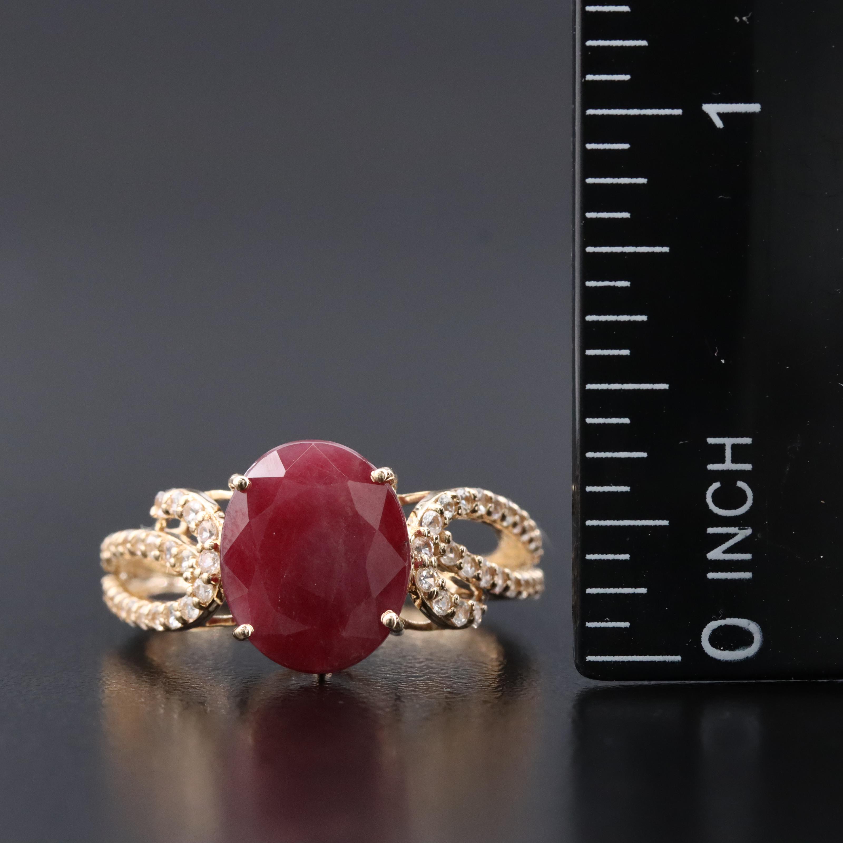 14K 3.54 CT Ruby and White Sapphire Ring