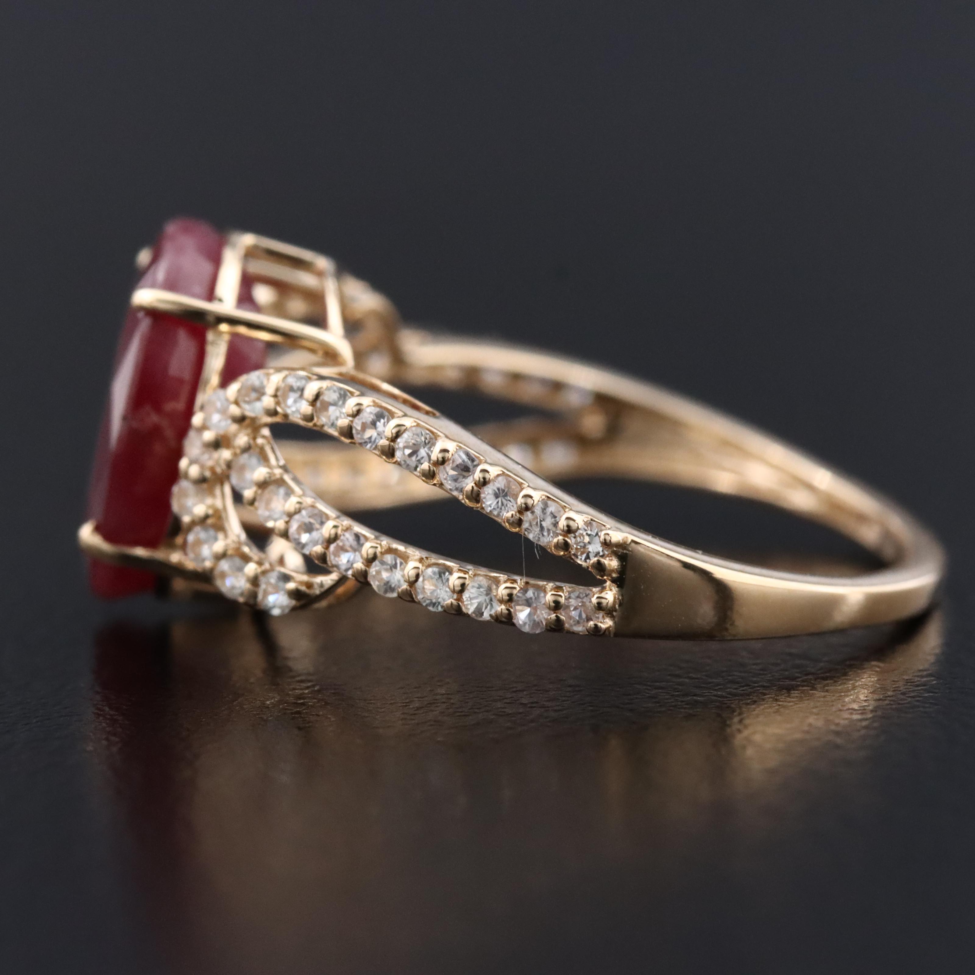 14K 3.54 CT Ruby and White Sapphire Ring