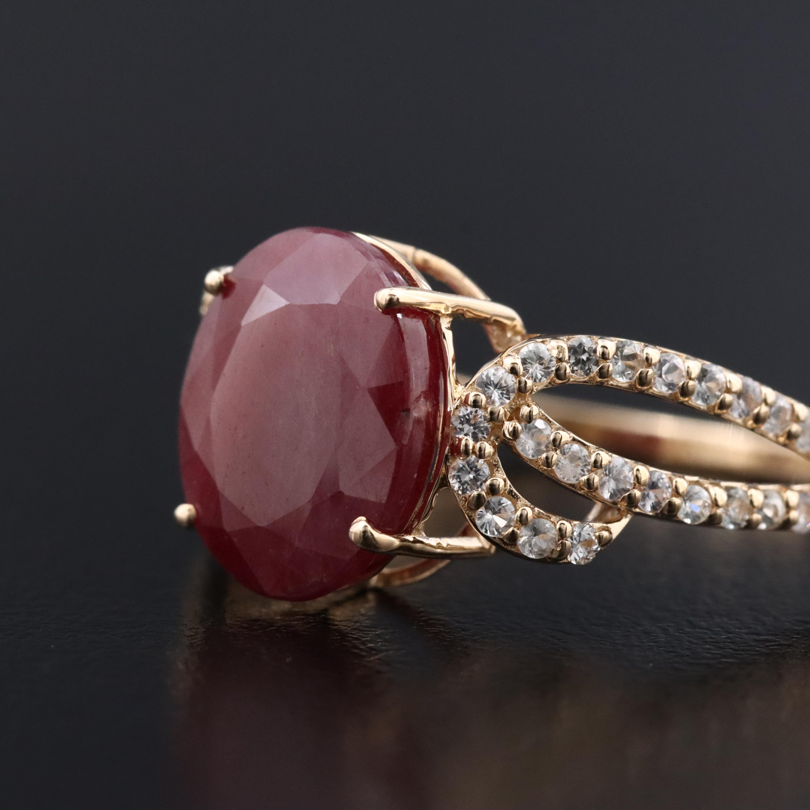 14K 3.54 CT Ruby and White Sapphire Ring
