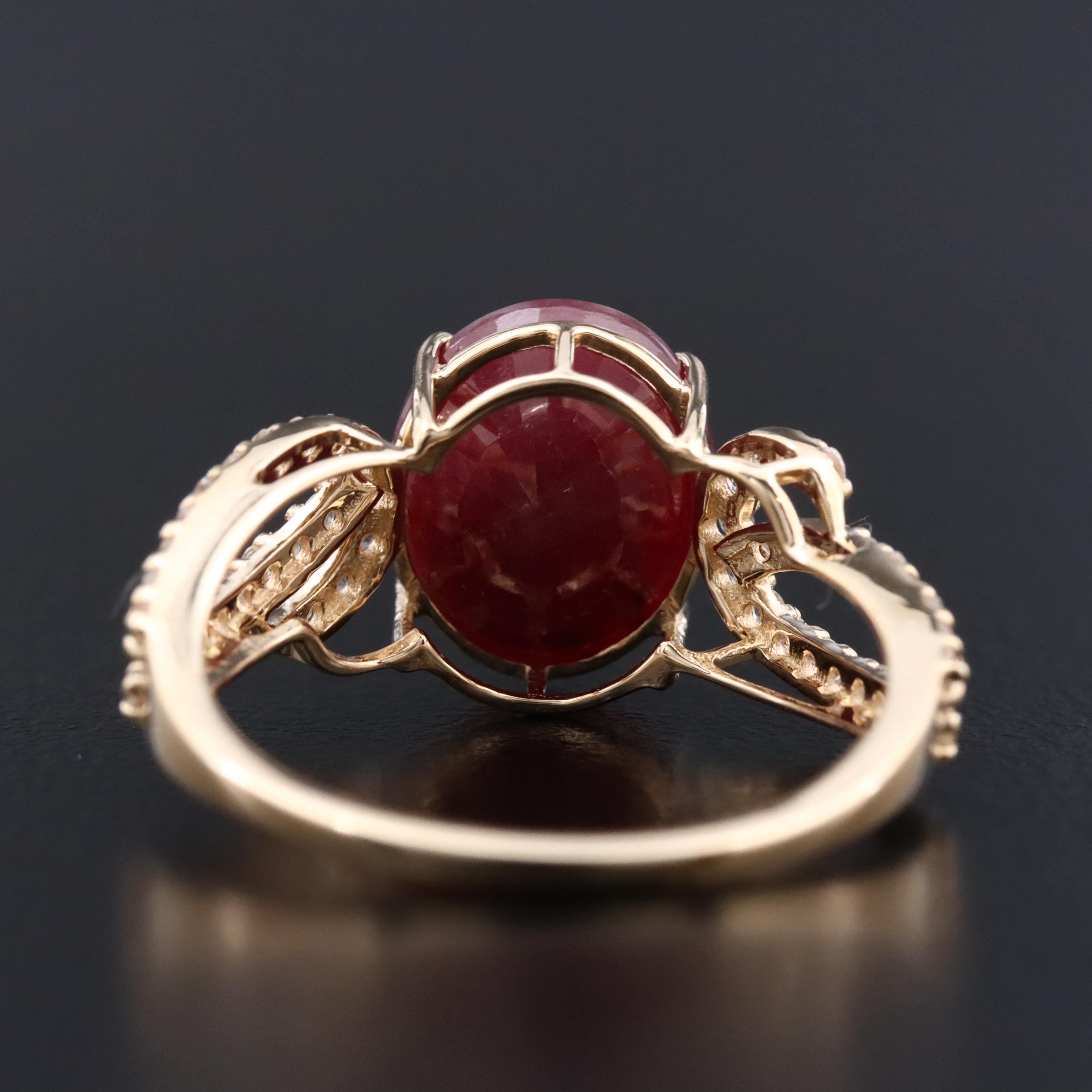 14K 3.54 CT Ruby and White Sapphire Ring