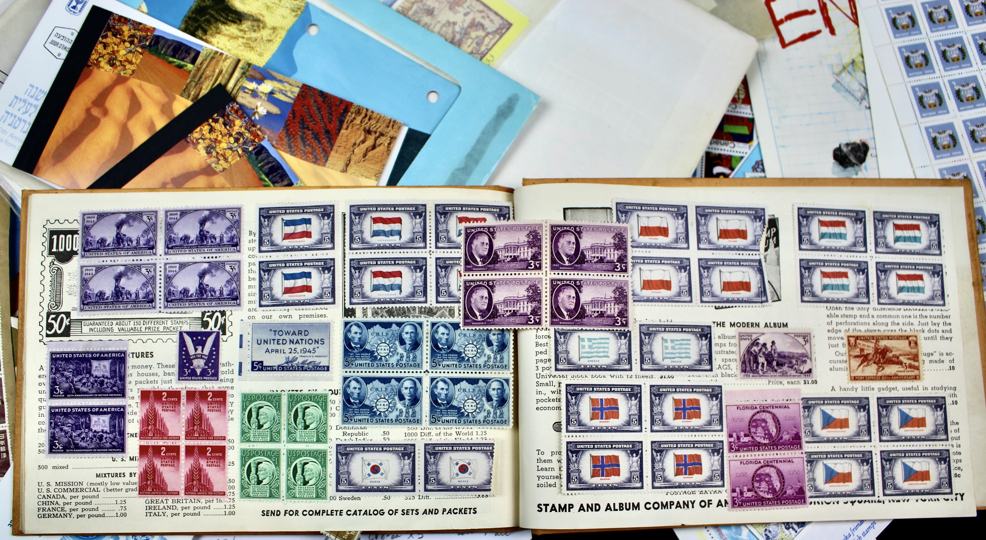14-Pound Box of Postage Stamps and Stamp Collections