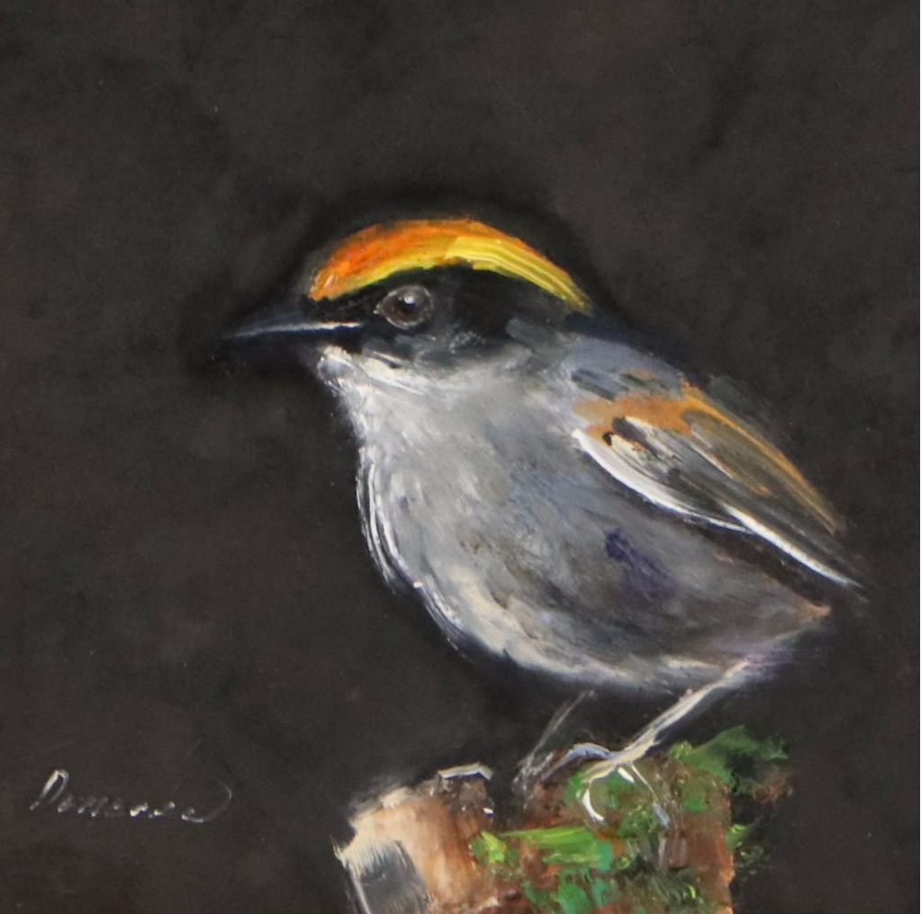 Natalia Demenko Oil Painting of Golden-Crowned Kinglet, Circa 2025