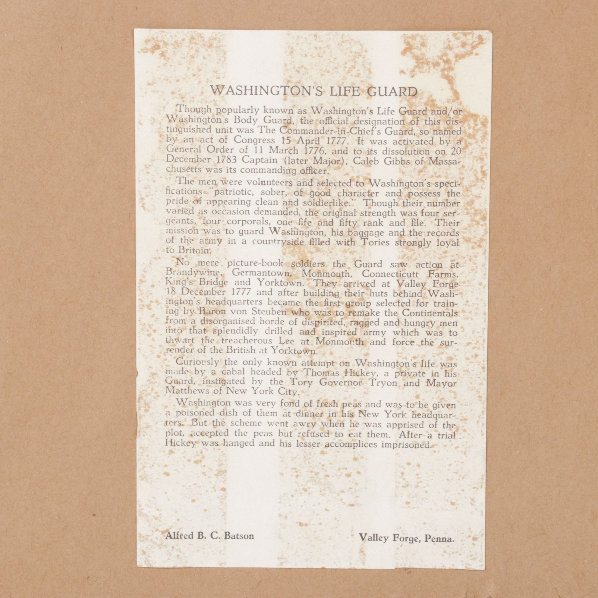 Offset Lithograph After R. Desvarreux-Larpenteur "Washington's Life Guard"