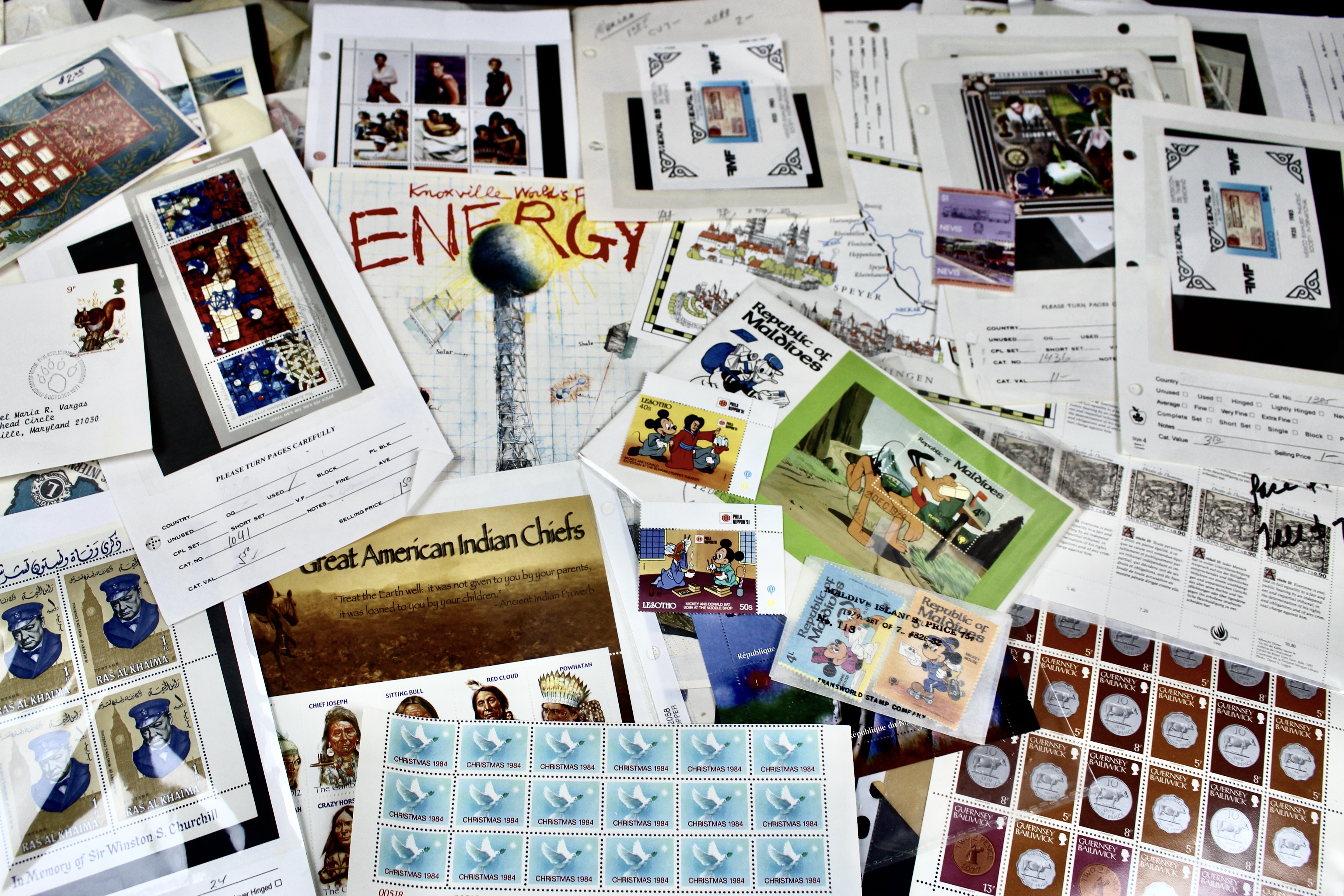 14-Pound Box of Postage Stamps and Stamp Collections