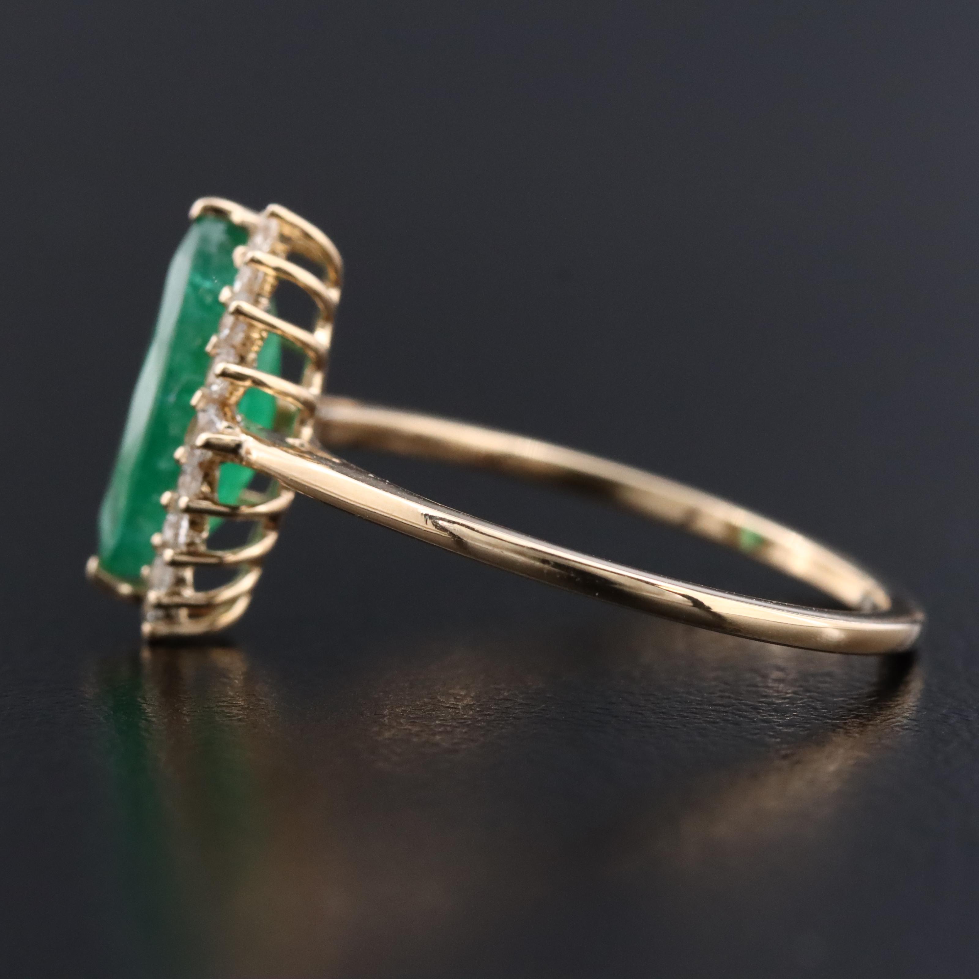 14K 1.18 CT Emerald and White Sapphire Ring