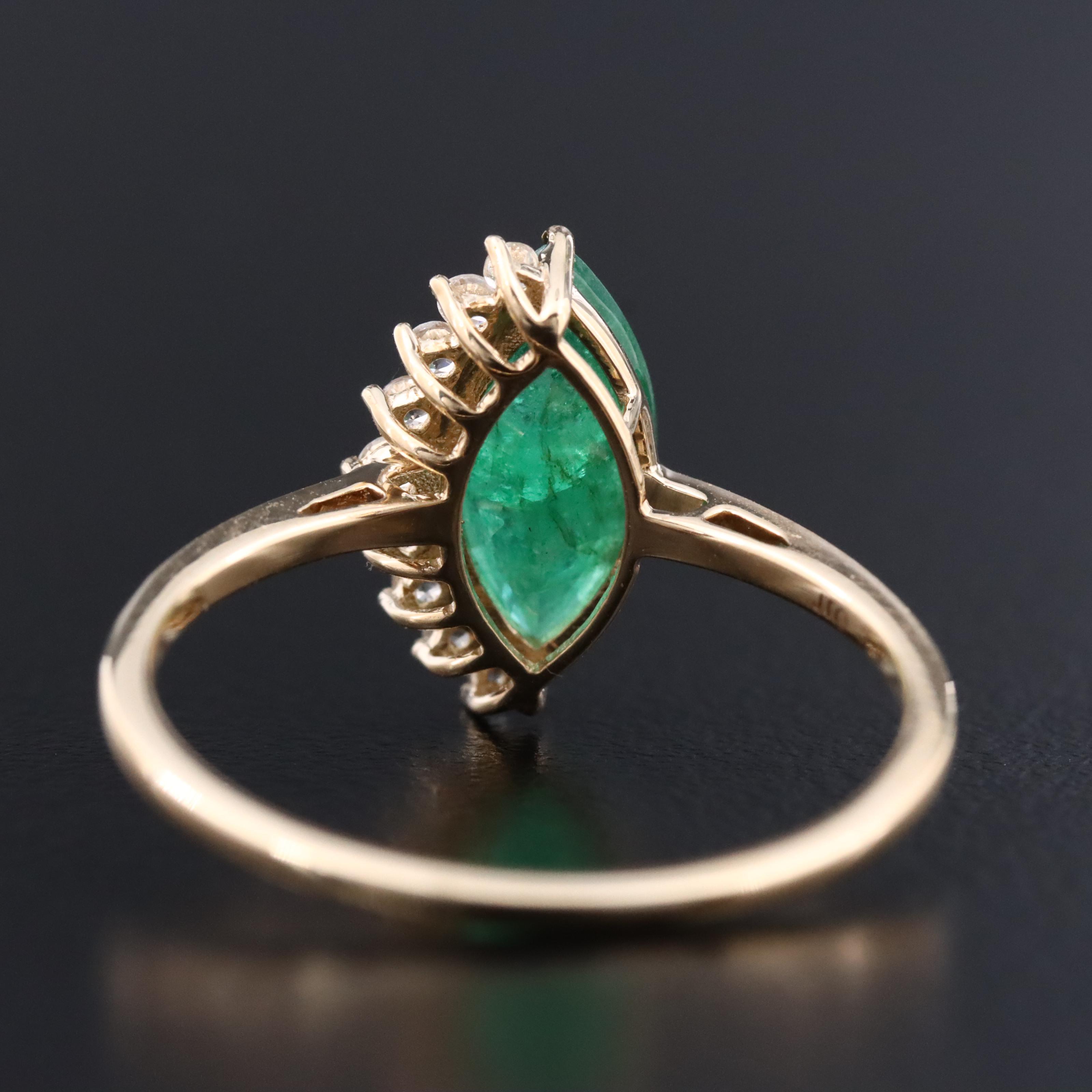14K 1.18 CT Emerald and White Sapphire Ring