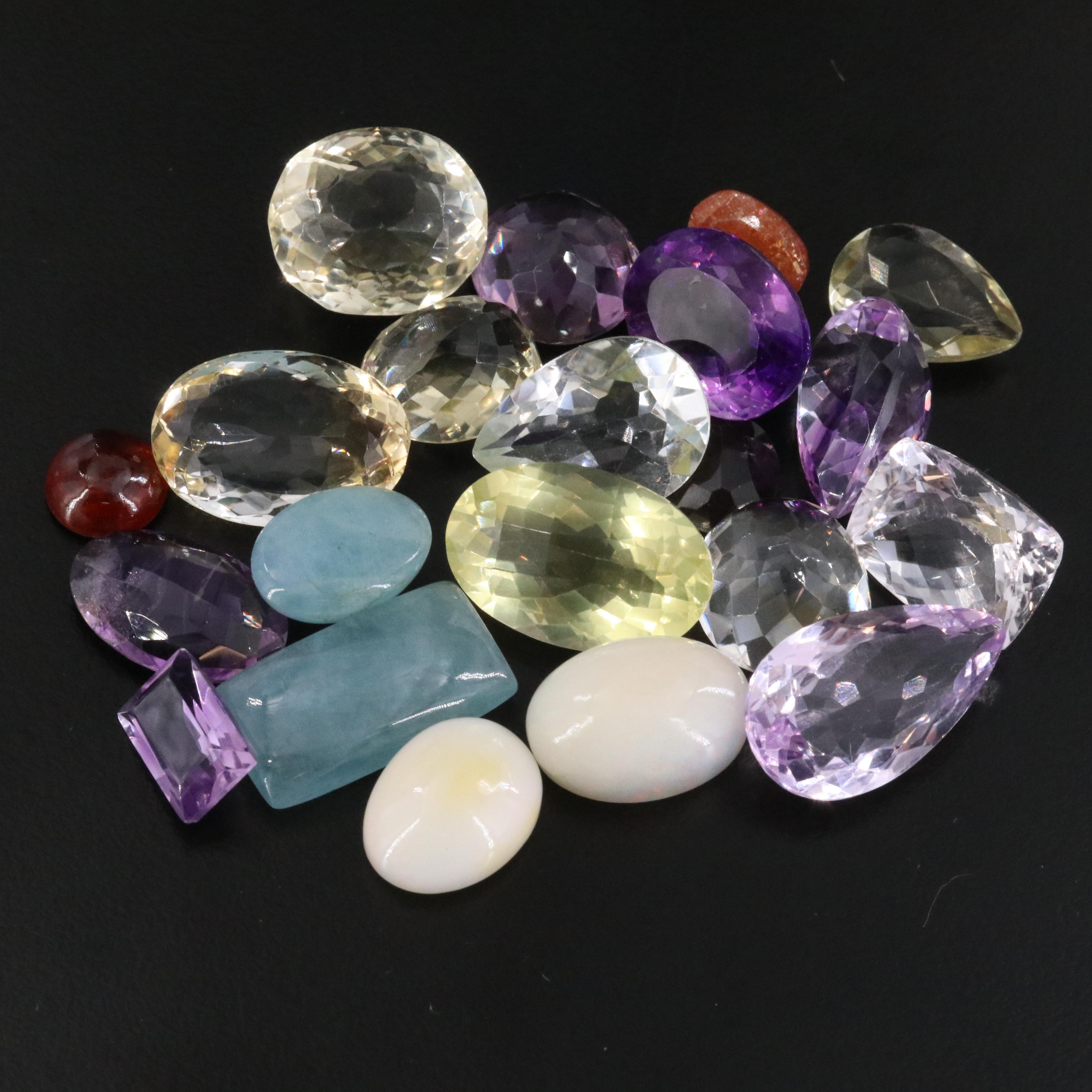 Loose 184.85 CTW Gemstone Collection Featuring Opal, Citrine and Amethyst