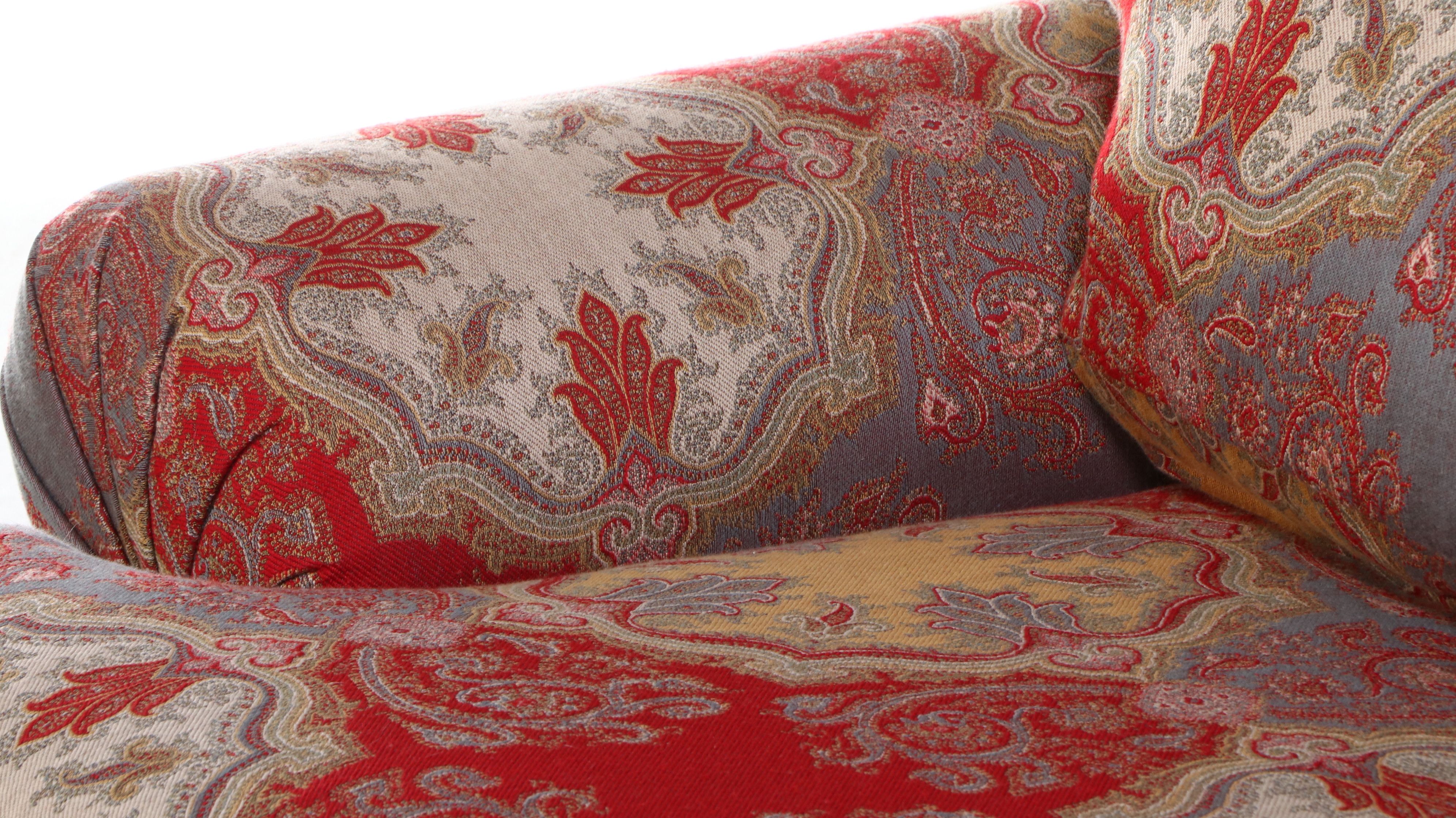 Pair of Overstuffed Upholstered Swivel Armchairs