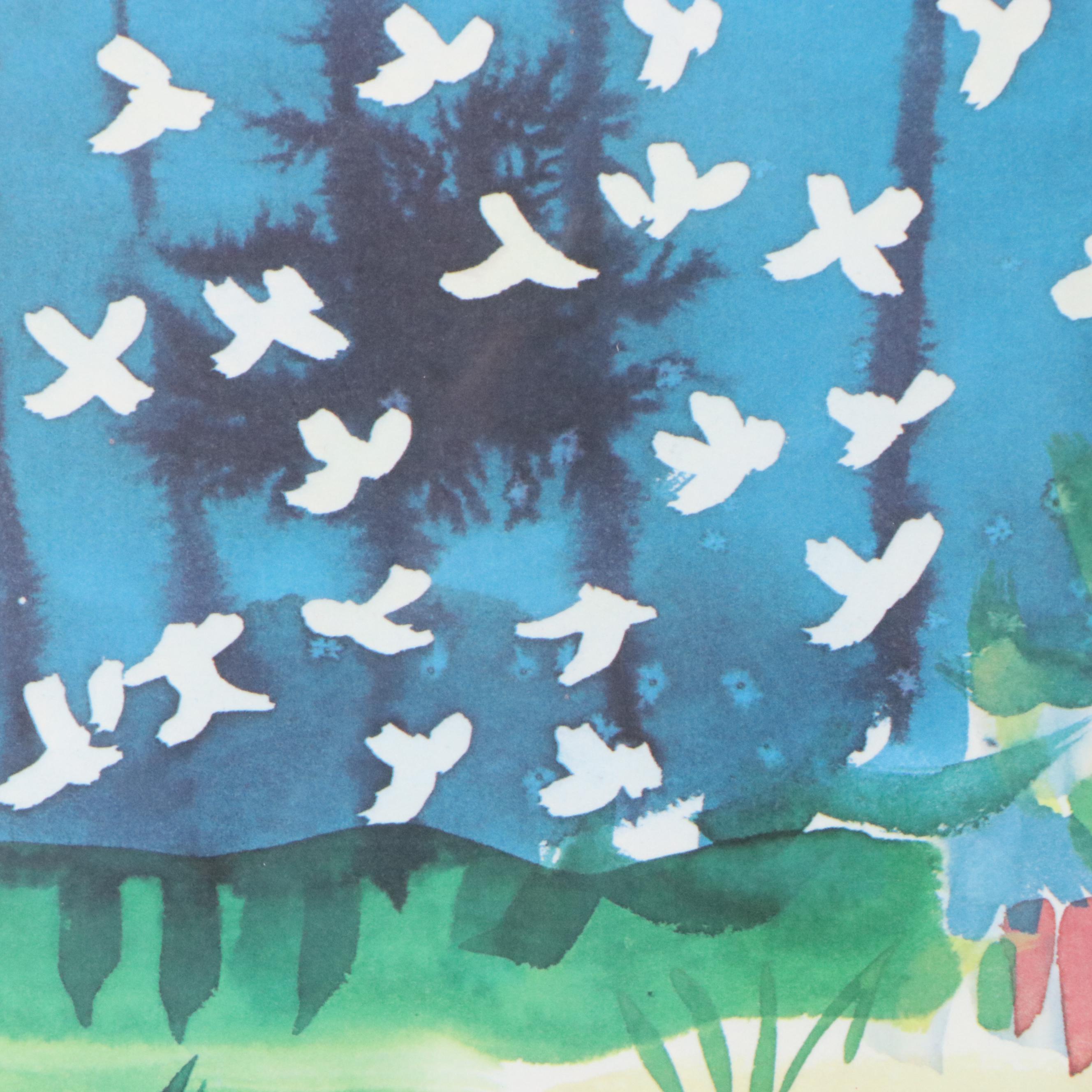 After Mike Smith Offset Lithograph "Burning Bush"