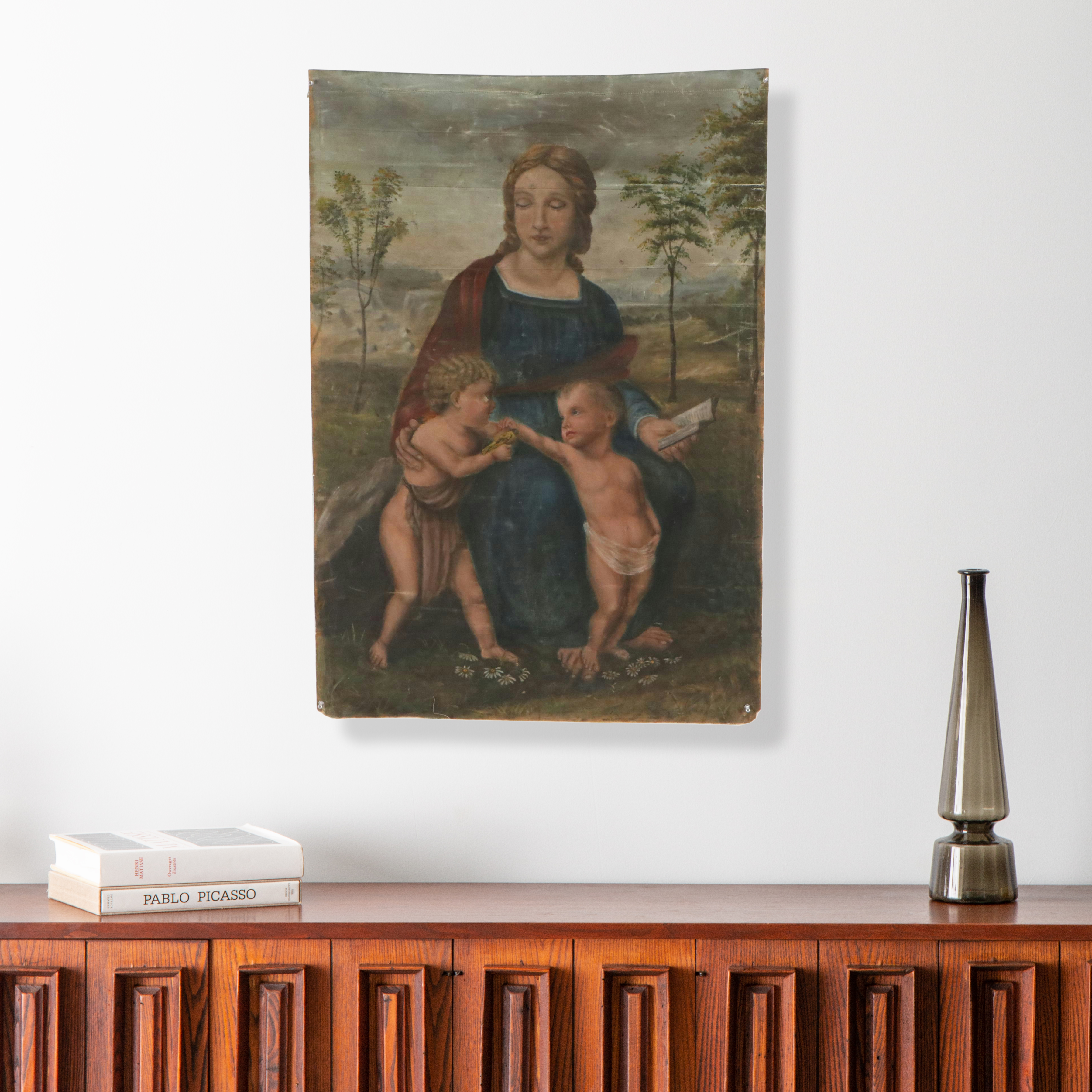 Classical Style Oil Painting After Raphael "Madonna del Cardellino," 19th C.