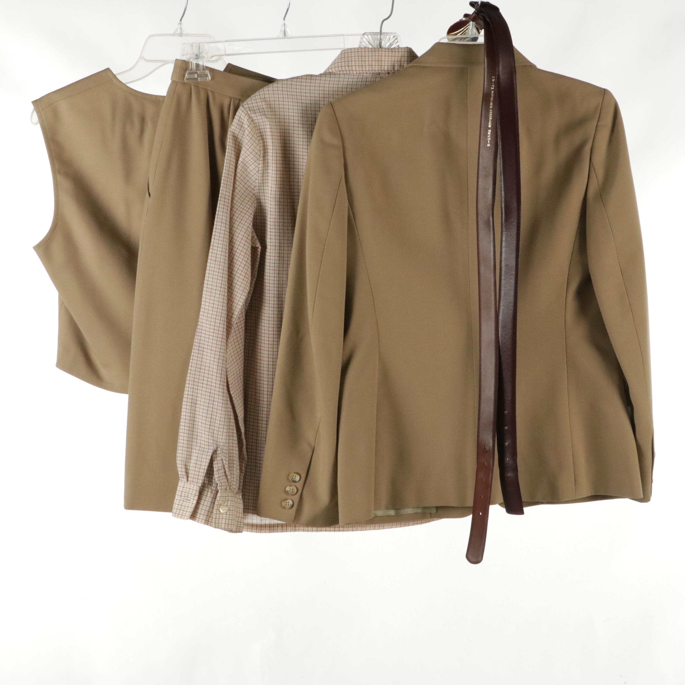 Vintage Flight Attendant Uniform with Leather Belts