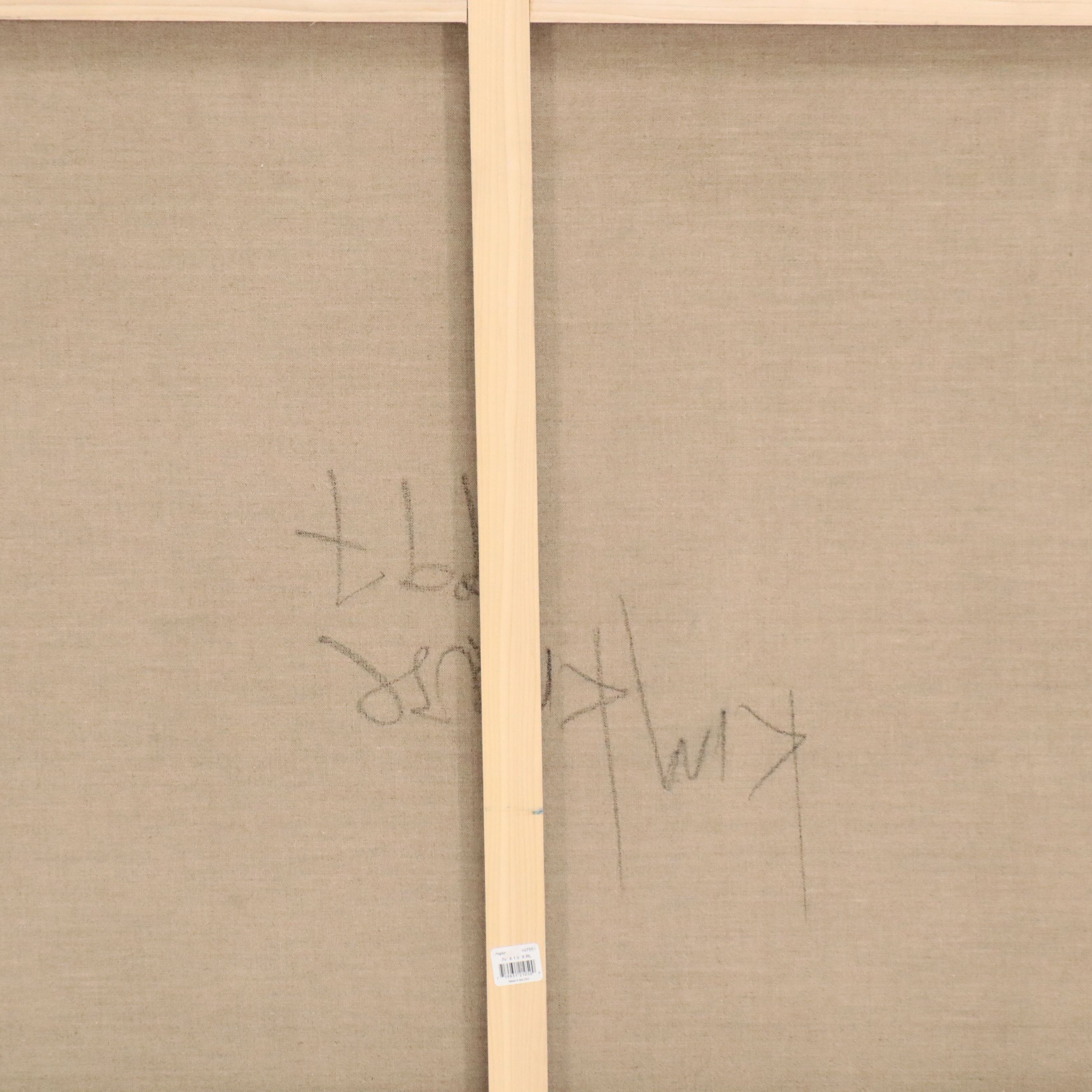 Kim Krause Monumental Oil Painting of Interior Scene and Non-Objective Forms