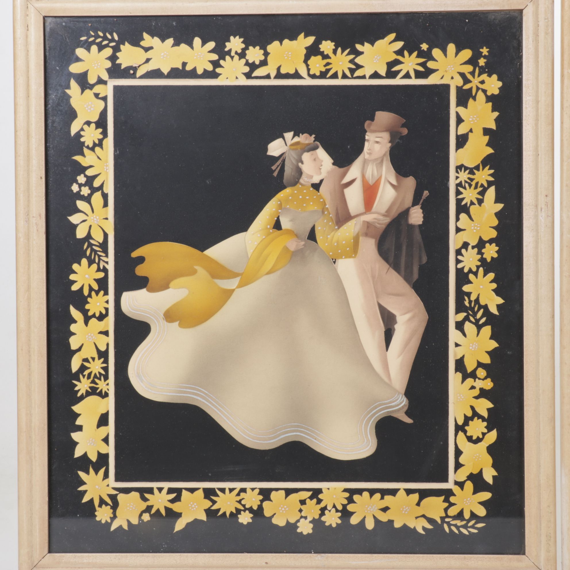 Pair of Bernard Picture Company Victorian Style Airbrush Stencil Portraits