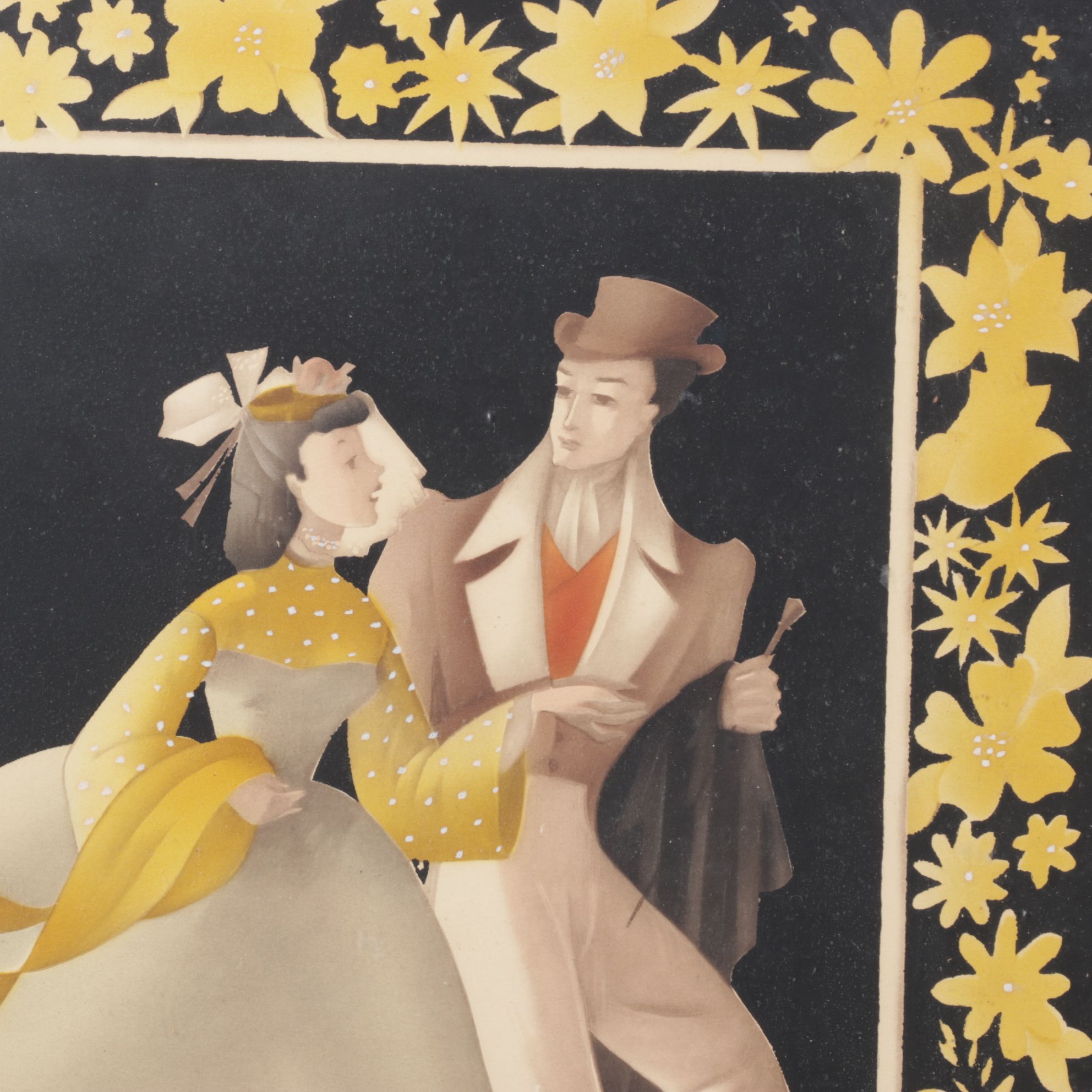 Pair of Bernard Picture Company Victorian Style Airbrush Stencil Portraits