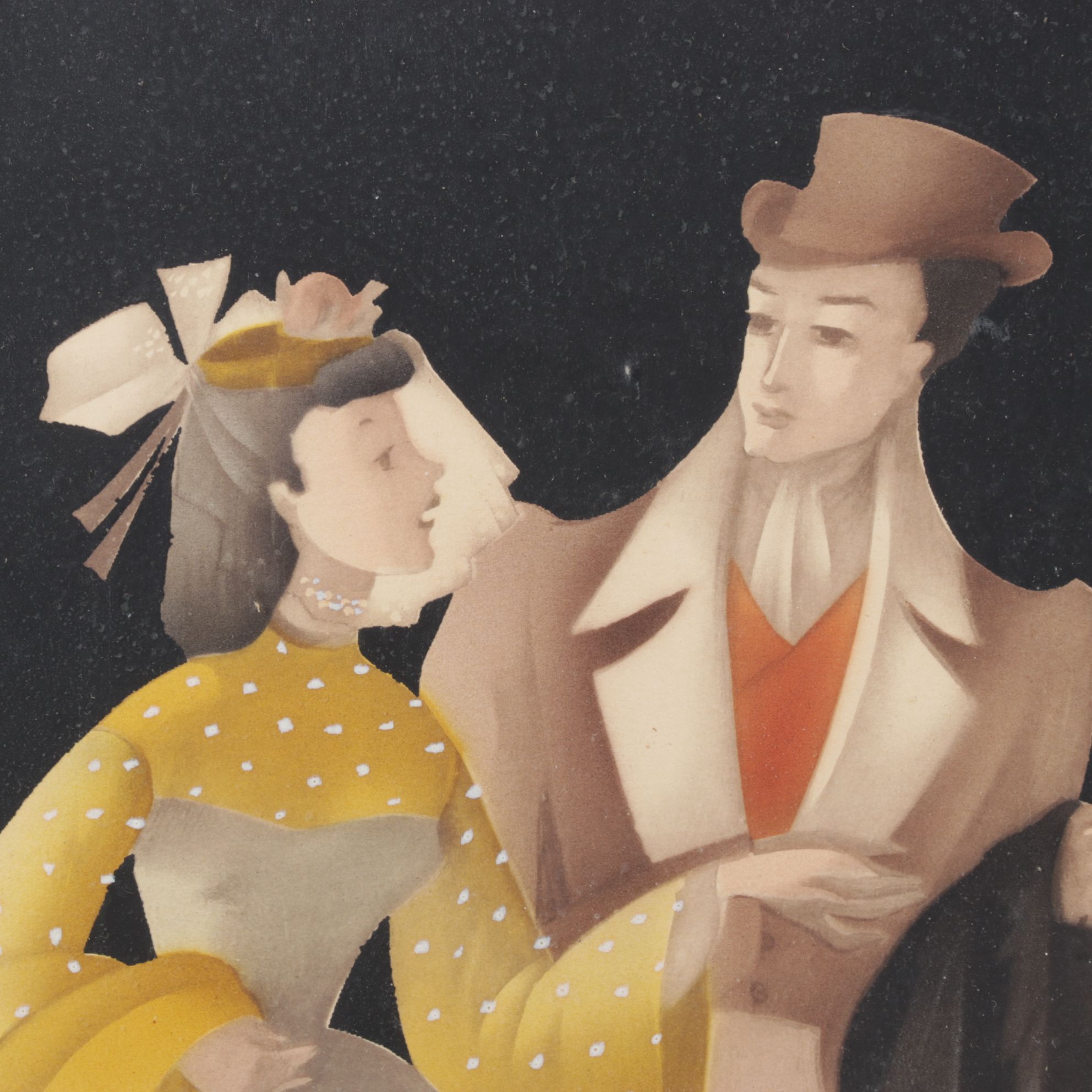 Pair of Bernard Picture Company Victorian Style Airbrush Stencil Portraits