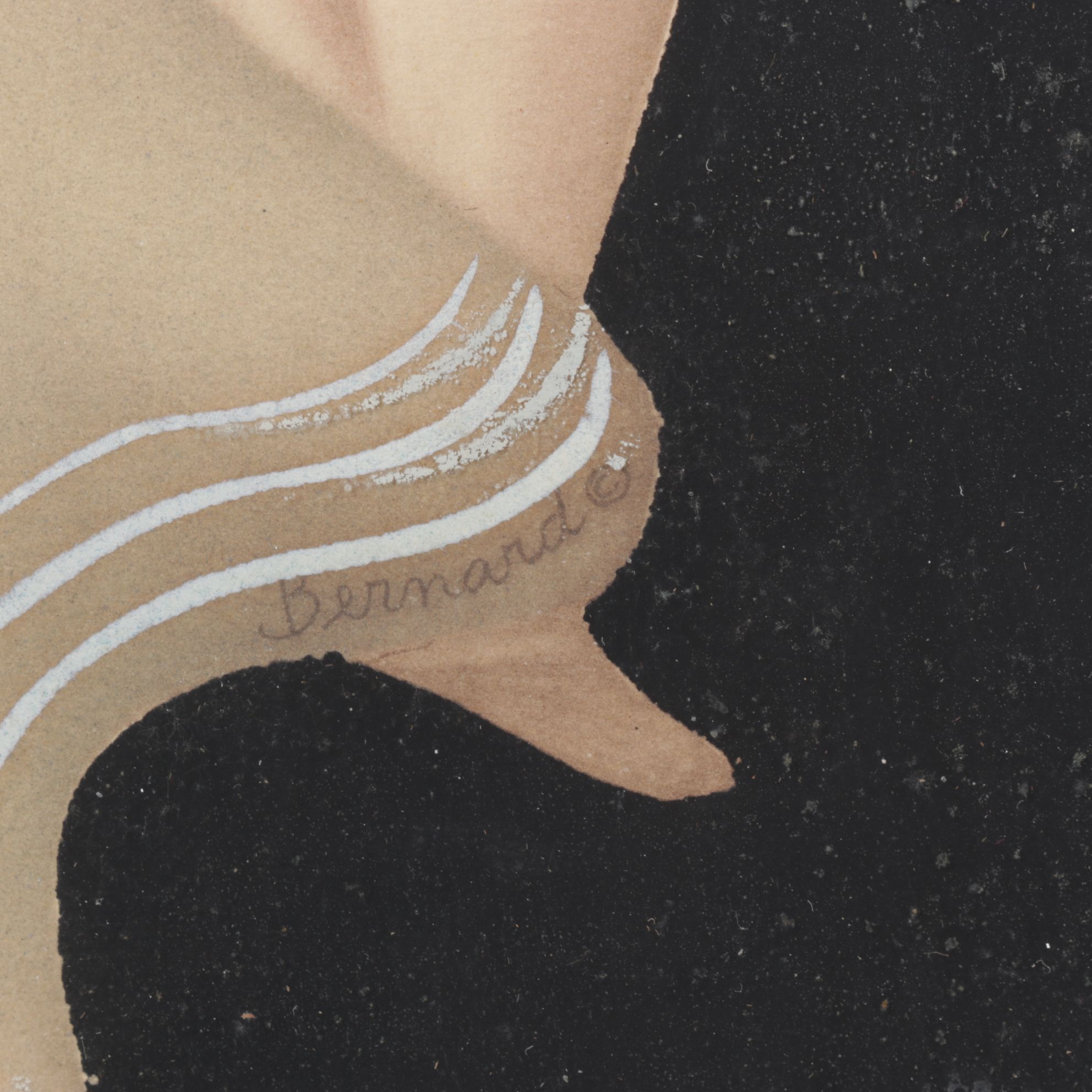 Pair of Bernard Picture Company Victorian Style Airbrush Stencil Portraits