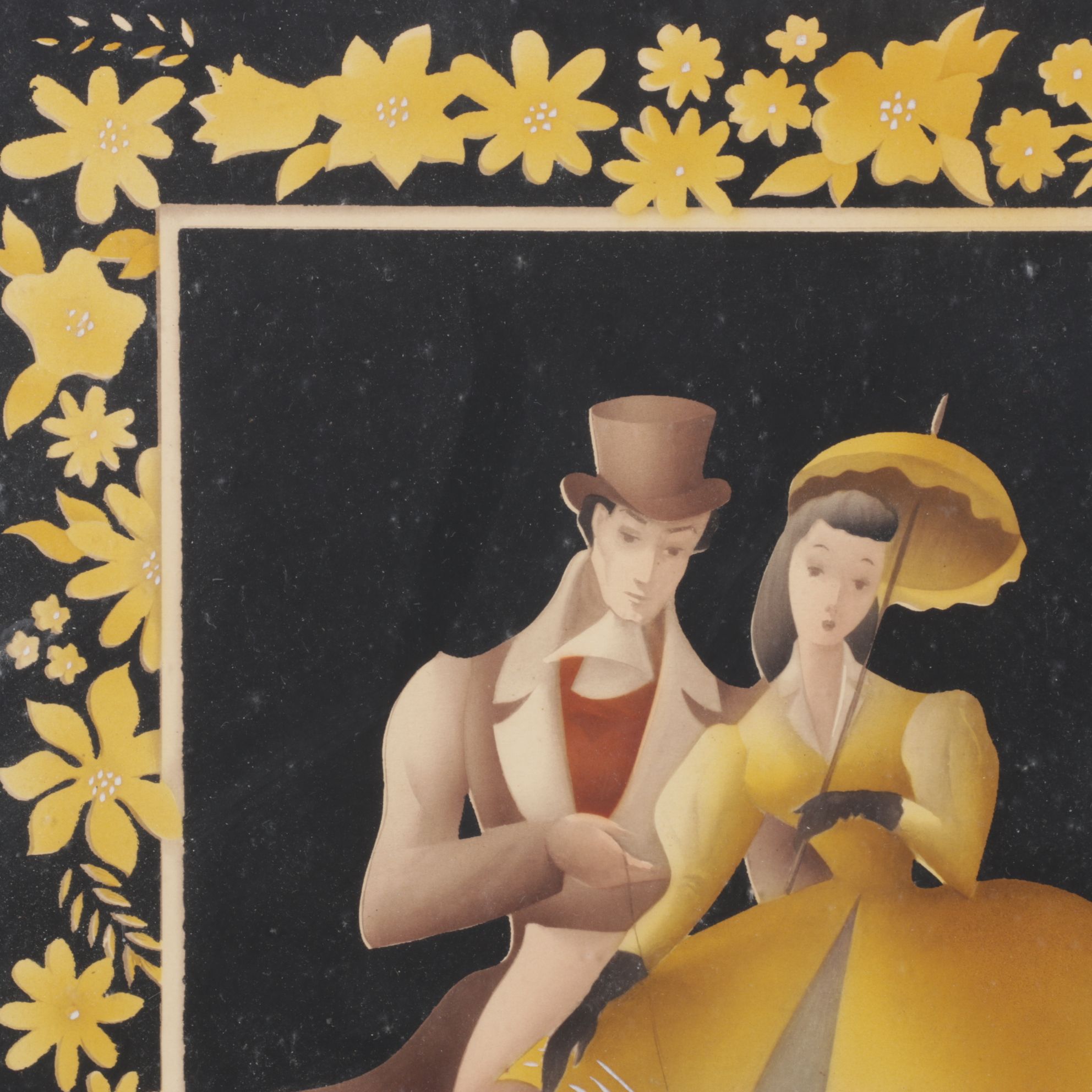 Pair of Bernard Picture Company Victorian Style Airbrush Stencil Portraits