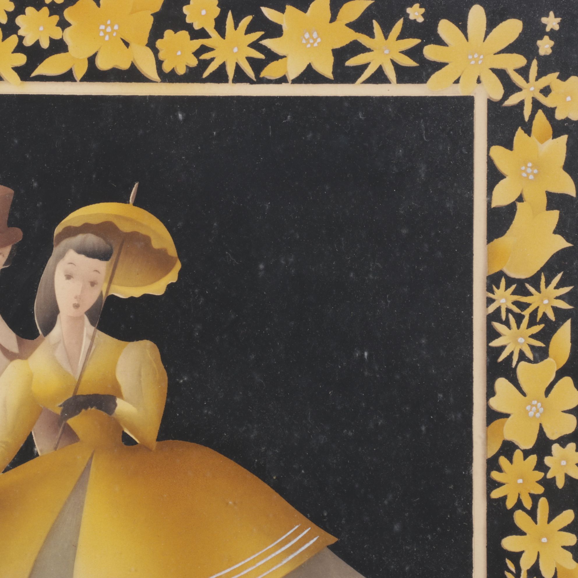 Pair of Bernard Picture Company Victorian Style Airbrush Stencil Portraits